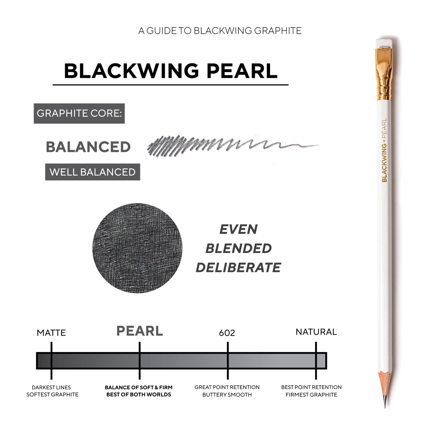 Blackwing Pearl Pencils - 12 Count, Incense-cedar, Premium Japanese Graphite, Pearlescent White, Balanced Lead, Great for Journaling and Writing