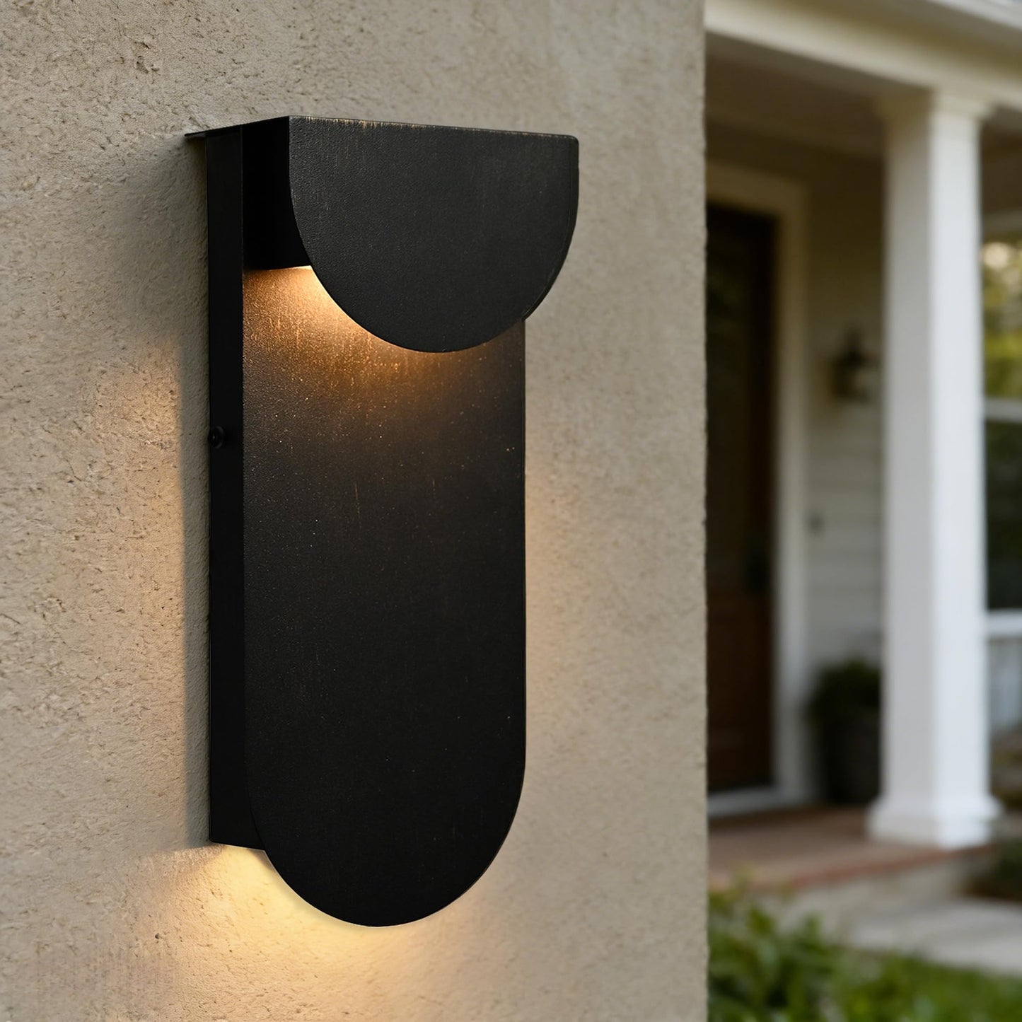 Modern Outdoor Wall Light 1 Pack, Dual LED Downward Wall Sconce 10W 3000K, Waterproof Black Iron Exterior Wall Mount Light Fixture, Hardwired for Porch, Front Door, Garage, Patio