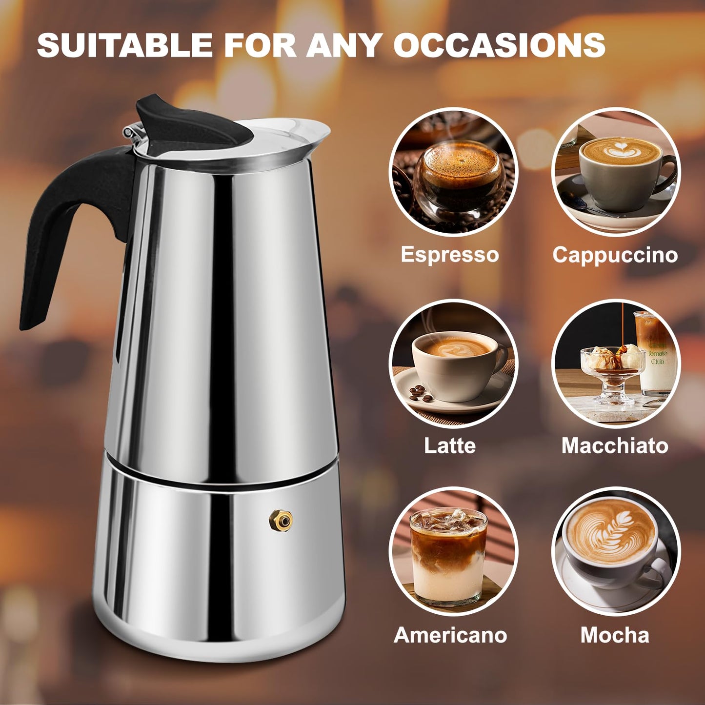 DITOSH 12 Cup Stovetop Espresso Maker Stainless Steel Moka Pot Espresso Maker Percolator Italian Coffee Maker Capable Mocha Coffee Machine Cafe Classic Maker for Home & Camping 600ml 20oz