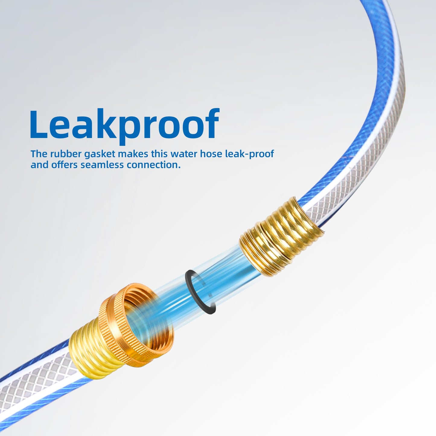 Solution4Patio Blue Garden Hose 3/4 in. x 25 ft. -Heavy Duty Durable Flexible Lightweight Water Pipe -Brass Aluminum Ends for Household & Commercial Use -Kink Free, No Leaking, Male/Female Fittings