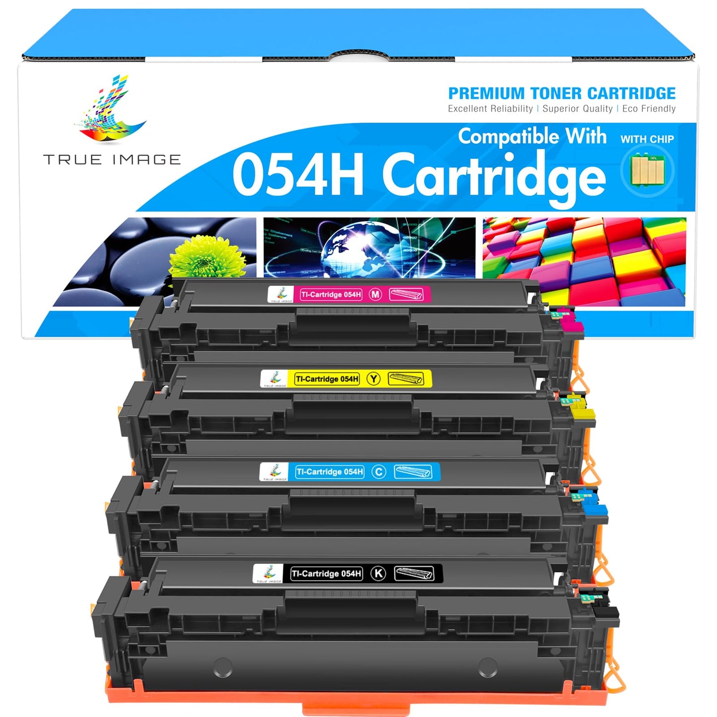 TRUE IMAGE Compatible 054 054H Toner Cartridge Replacement for Canon 054 054H Toner for Canon Color ImageCLASS MF644Cdw MF642Cdw LBP622Cdw MF641Cw Printer Toner (Black Cyan Magenta Yellow, 4-Pack)