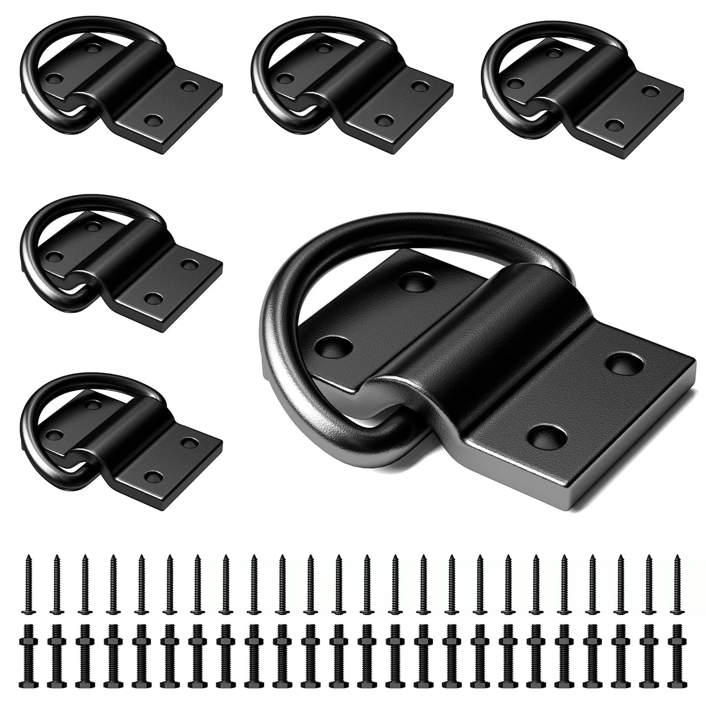 6PCS D Rings Heavy Duty Trailer Tie Down Anchor, Ultra Durable 6500LB Breaking Strength D Ring Tie Down for Truck Bed, Trailer, with Screws