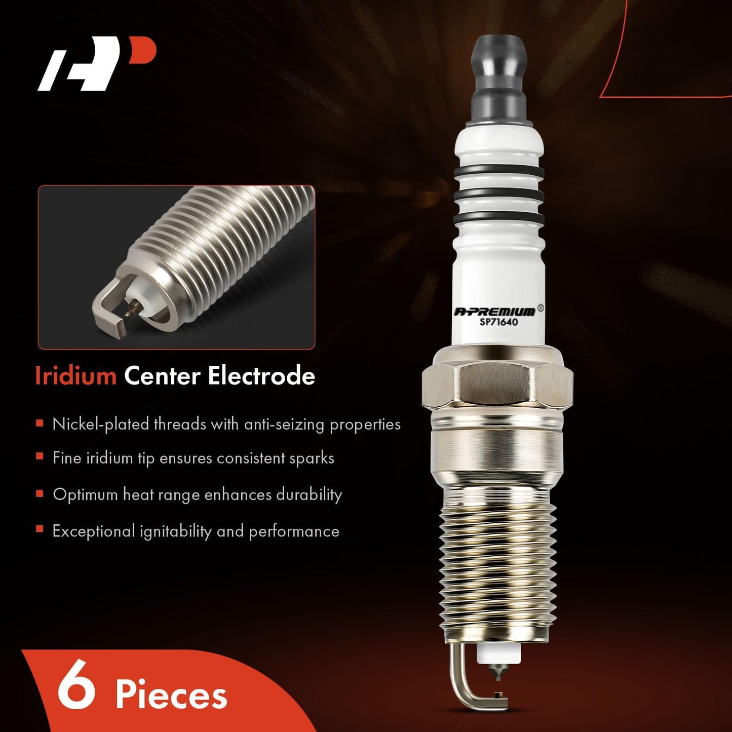 A-Premium 6PCS Iridium Platinum Spark Plugs Compatible with Buick, Chevrolet, Ford, GMC & Mazda Vehicles - Regal, Equinox, Impala, Ranger, Sierra, Tribute - 1988-2008, 3.1L-4.3L