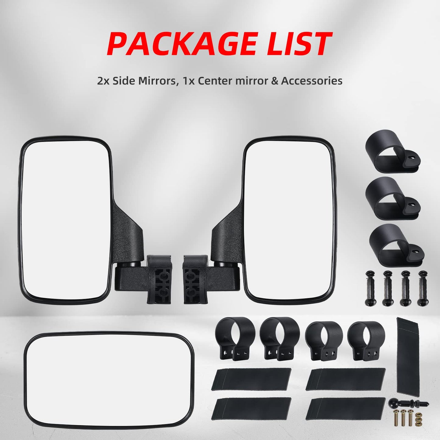 OFIG UTV Side Mirrors And UTV Center Mirror for 1.6" to 2" Roll Bar,Adjustable Break Away UTV Mirrors Compatible with Polaris RZR 900 1000 Can Am Mule Rhino Yamaha YXZ CFMOTO Zforce