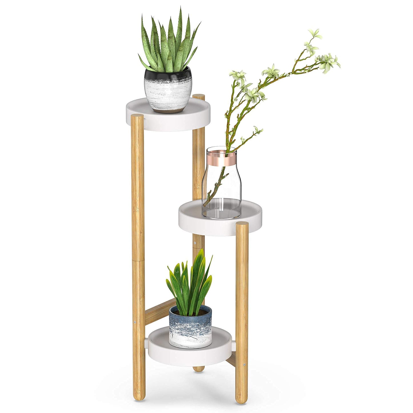 Wisuce Corner Plant Stand Indoor, 3 Tier Tall Bamboo Plant Stand Holder & Plant Shelf Display Rack for Indoor Home Decor (3 Tier)