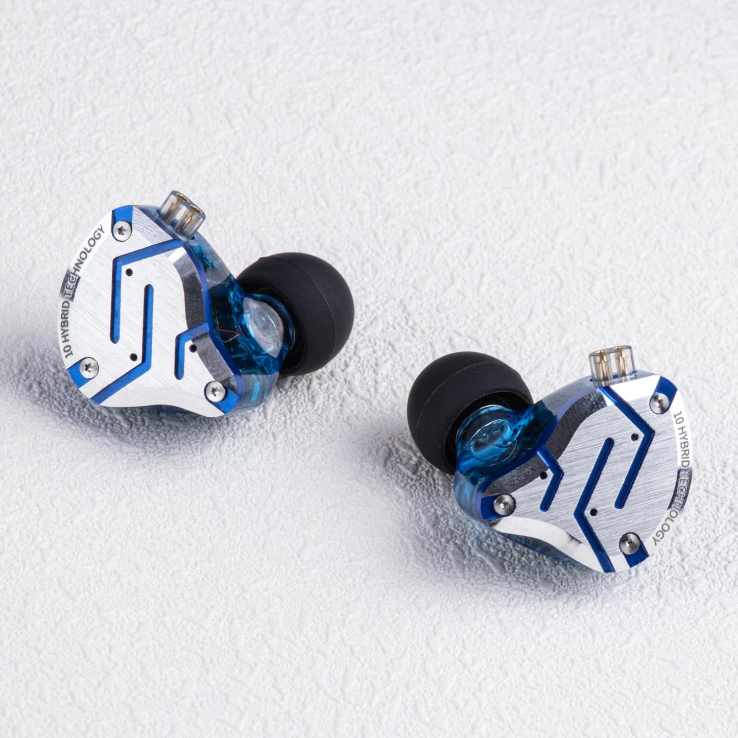 Linsoul KZ ZS10 Pro, 4BA+1DD 5 Driver in Ear Monitor, HiFi Wired Earbuds, Gaming Earbuds, Hybrid IEM Earphones with Stainless Steel Faceplate, Recessed 2 Pin Detachable Cable (Without Mic, Glare Blue)