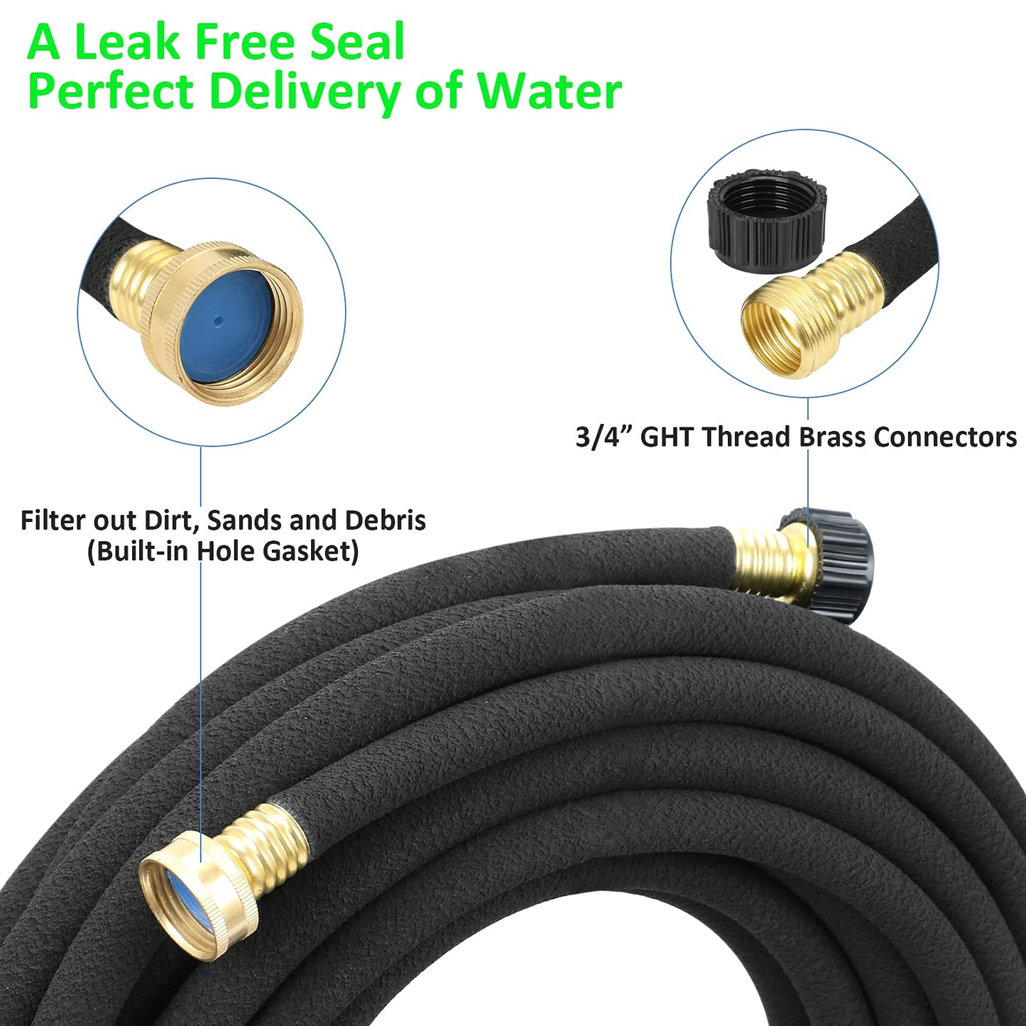 STYDDI Soaker Hose, 1/2" x 50 FT Round Soaker Garden Hose, Heavy Duty Water Seeper Hose Great for Garden Vegetable Beds, Lawn and Plants