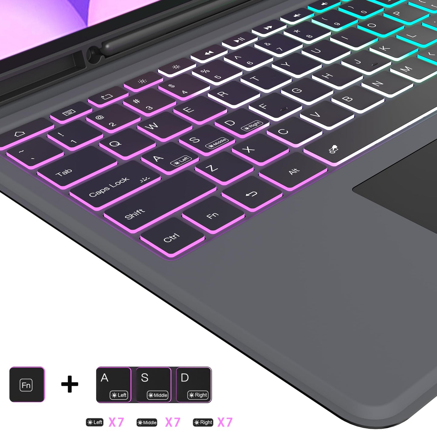 for Samsung Galaxy Tab S9 Ultra/S10 Ultra/S8 Ultra 14.6-inch Keyboard Case: 7 Colors Backlit Keyboard with Trackpad | Detachable Magnetic Keyboard Cover with Pen Holder for 14.6" Tab S10 Ultra/S9Ultra