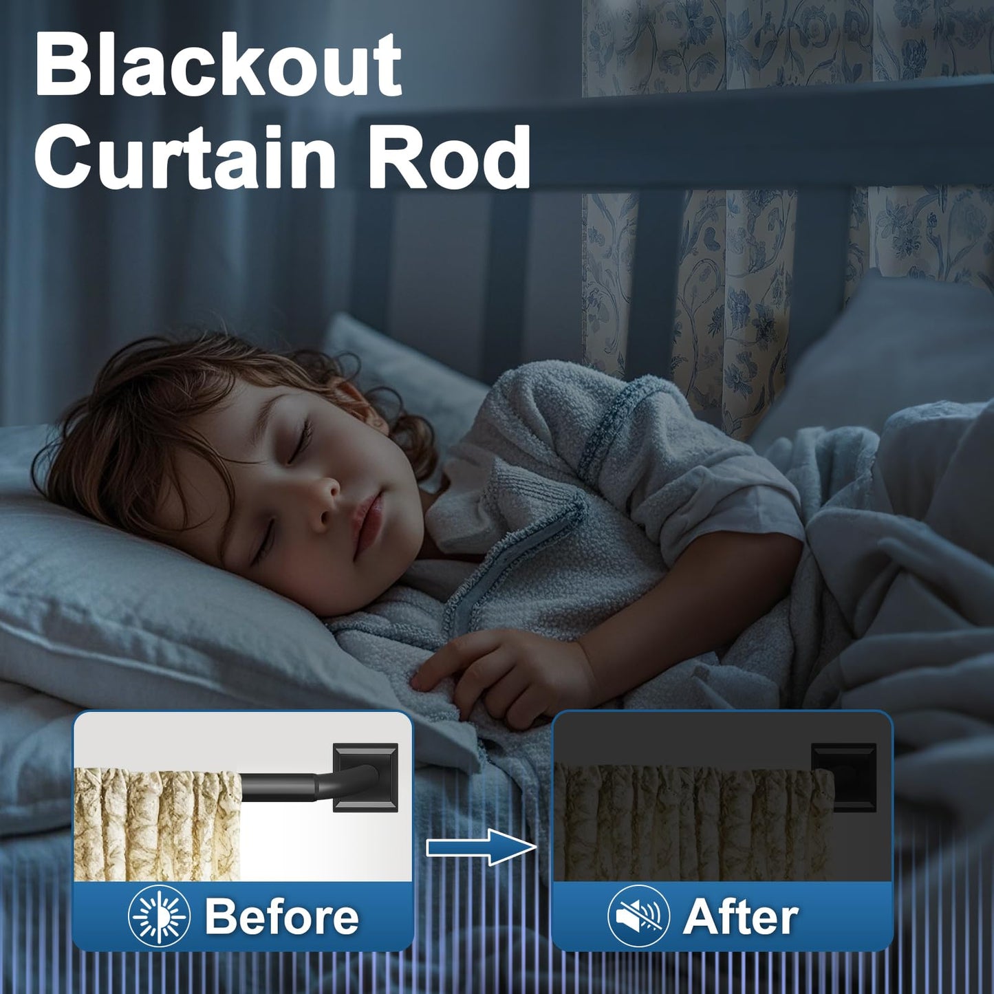 Black Curtain Rods for Windows 48-90Inch(4-7.5ft）Heavy Duty Wrap Around Blackout Curtain Rods,Adjustable Room Darkening Drapery Rod for Bedroom, Living Room, Sliding Door & Outdoor Patio