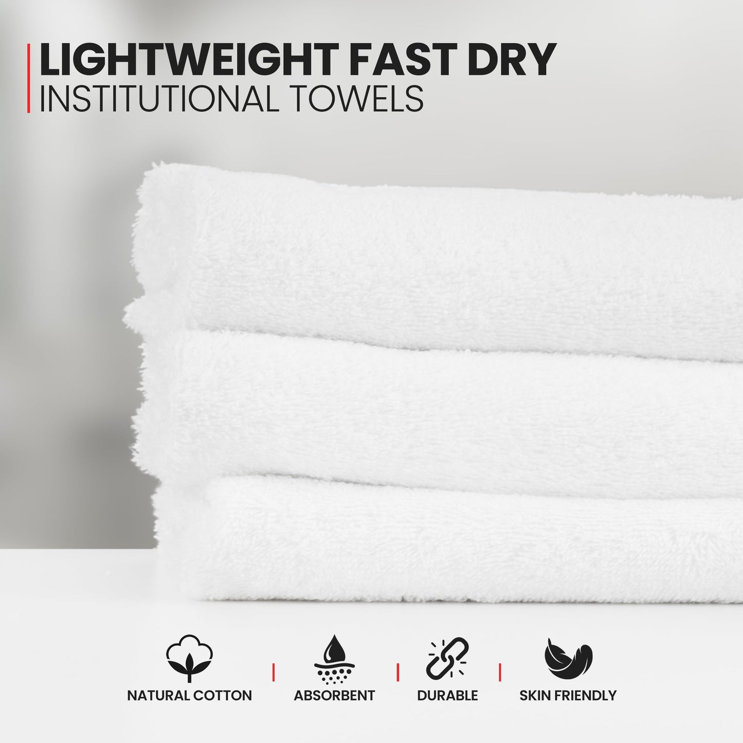 Canadian Linen Basic White Hand Towels, 15”x25”, 12 Pack Lightweight Quick Dry Terry Cotton Cleaning Dish Cloth Hair Salon Nursing Home Bathroom Spa Kitchen Office Car Wash Sports Pool Gym Restaurant