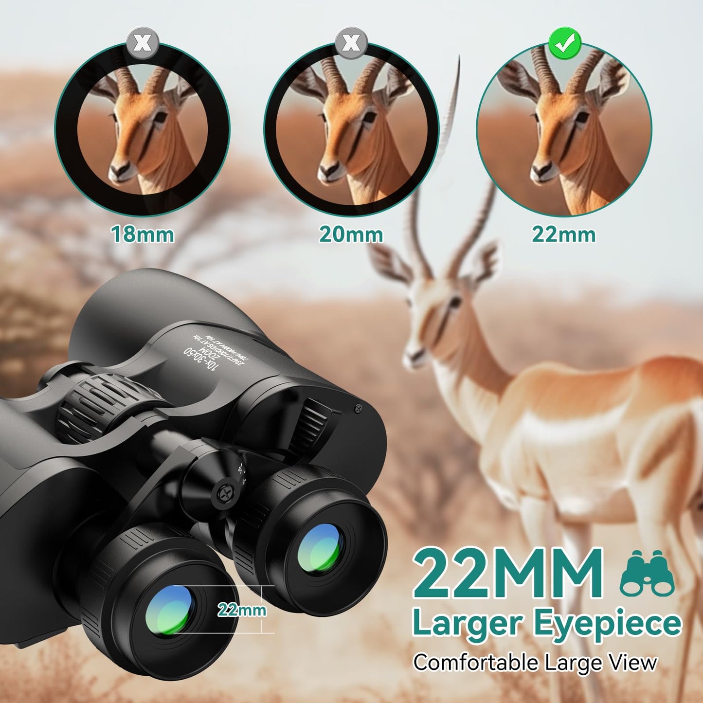 10-30X50 Zoom Binoculars for Adults, High Powered Military Binoculars for Bird Watching, Hunting, Outdoor, Hiking, Concerts Large View/Waterproof/BAK7 Prism/FMC Lens/Low Light Night Vision
