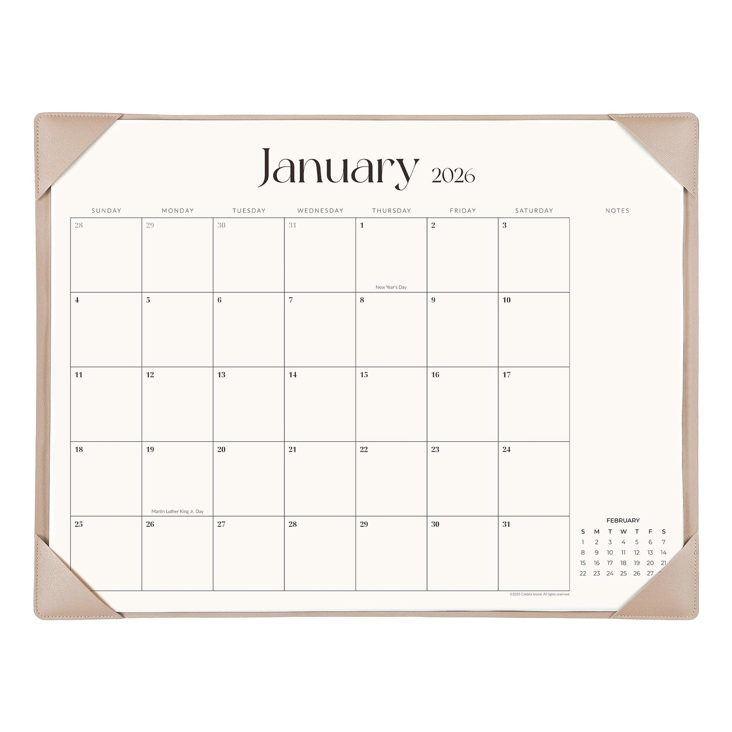 Simplified Desk Calendar 2026-2027 with Desktop Mat, Cabbrix Large Desk Pad Calendar 21 x 16.5 Inch Runs From July 2026 to December 2027, Desk Blotter Calendar for Home School and Office (Apricot)