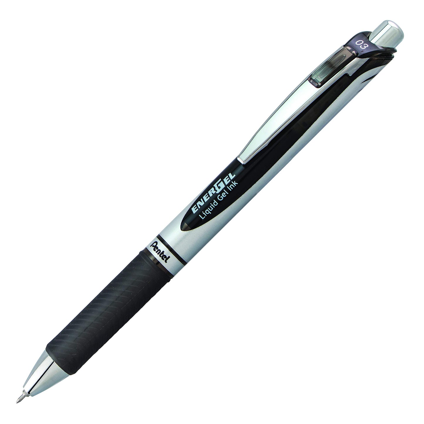 Pentel EnerGel Retractable Liquid Gel Rollerball Pen, Everyday Use, Office Supplies, School Supplies, 0.3mm Ultra-Fine Point, Black Ink, BLN73-A, Box of 12