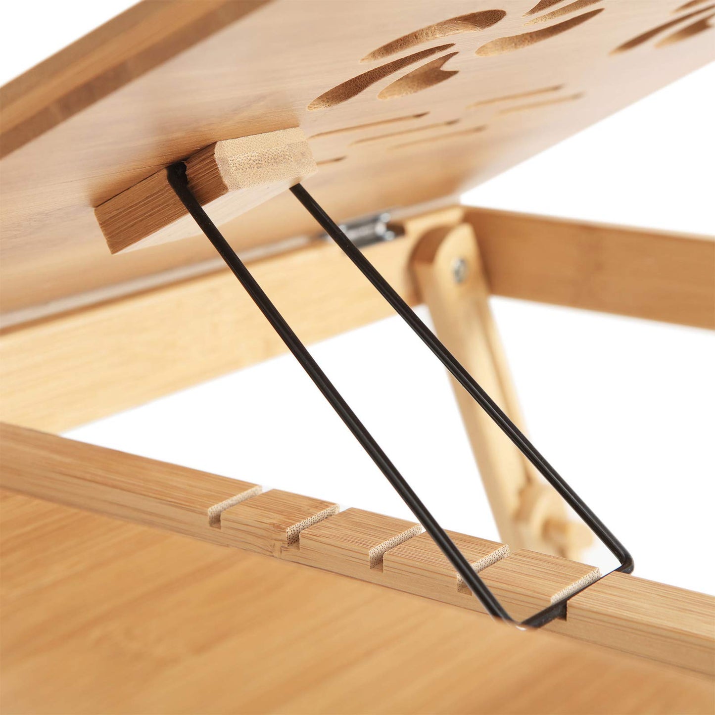 SONGMICS Bamboo Laptop Desk Serving Bed Tray Breakfast Table Tilting Top with Drawer ULLD001