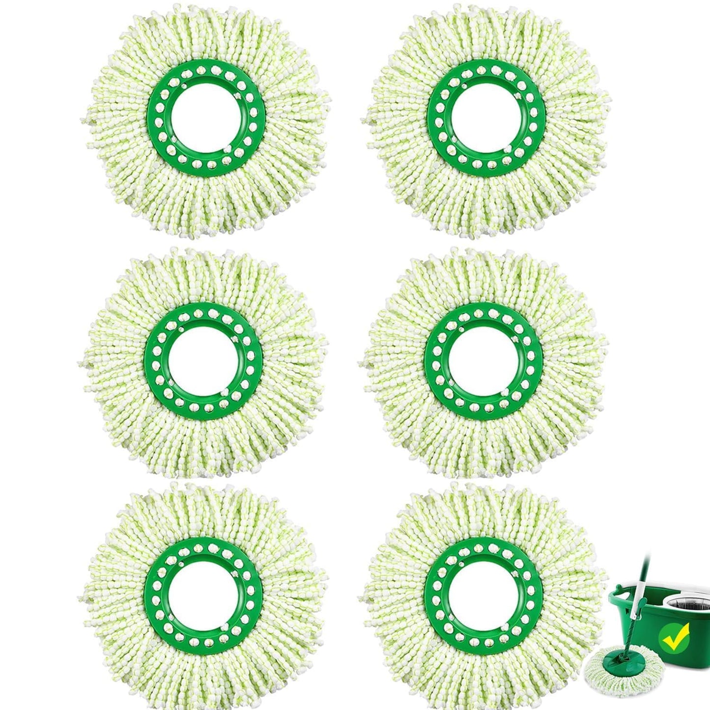Alrens 6 Pack Mop Head Replacement for Libman Tornado Spin Mop, Machine Washable Microfiber Mop Refill, Reusable Mop Head for Hardwood Floor Cleaning