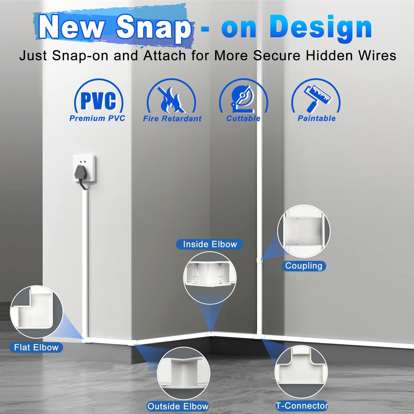 LZEOY Wire Covers for Cords Kit-392.5in Wire Hiders for TV on Wall, White Cord Cover Wall, Cable Hider Wall Mounted TVs, TV Cable Hider Kit for Wires Cover, Cord Concealer, 25 x L15.7 W0.95 H0.55 in