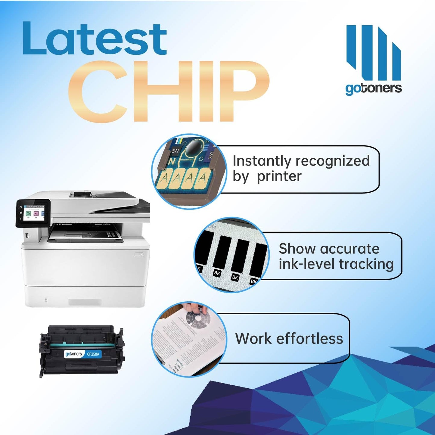 (with Latest CHIP) Gotoners 58A CF258A Toner Compatible for HP 58X CF258X Work with HP LaserJet Pro M404DW MFP M428DW M428FDW M404DN M404N Printer Ink