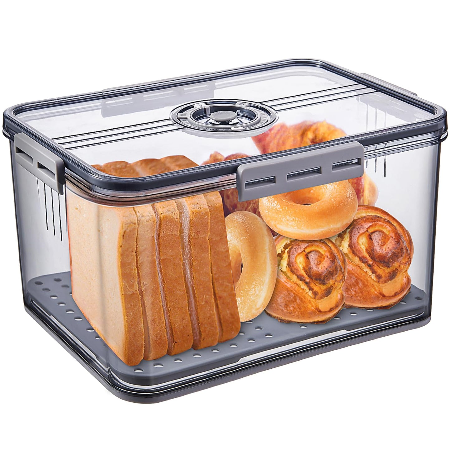 Gifhomfix Bread Box Bread Boxes for Kitchen Counter Airtight, Time Recording Bread Storage Container with Lid, Bread Keeper for Homemade Bread, Toast, Bagel, Donut and Cookies, LARGE