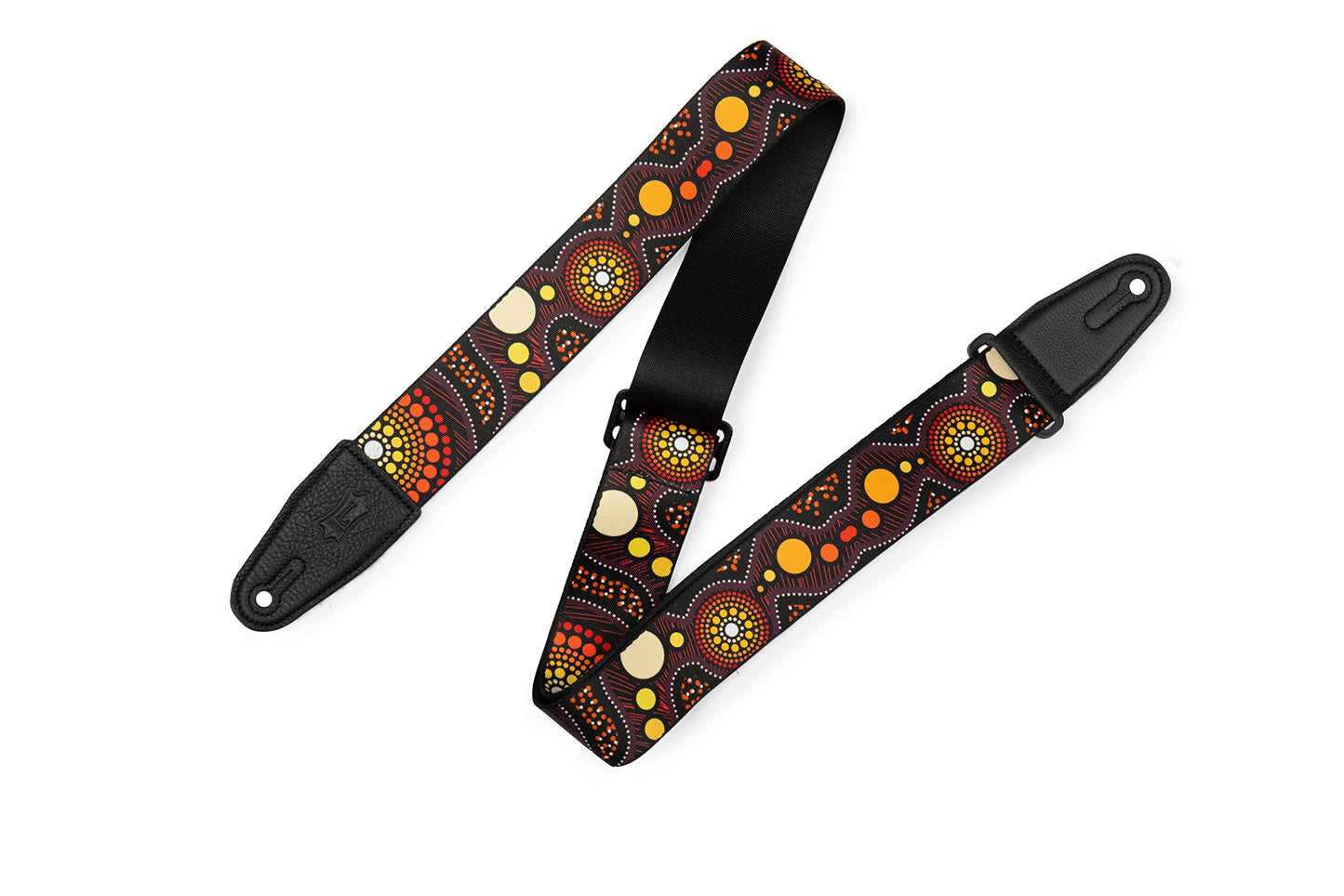Levy's Leathers 2" Poly Series Sunset Design and Black Leather Ends Adjustable from 35” to 60” Guitar Strap (MP2DU-002)
