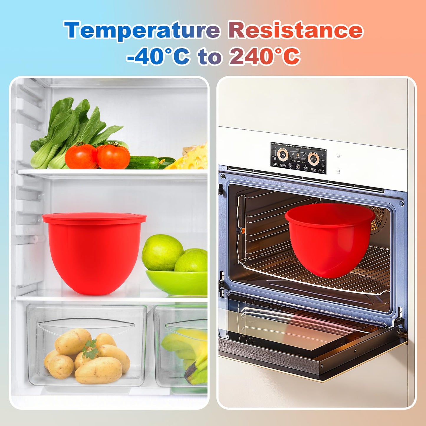Silicone Bowl Liners with Lids for KitchenAid 5 Qt Mixers, 3-Pack Mixing Bowl Inserts Accessories
