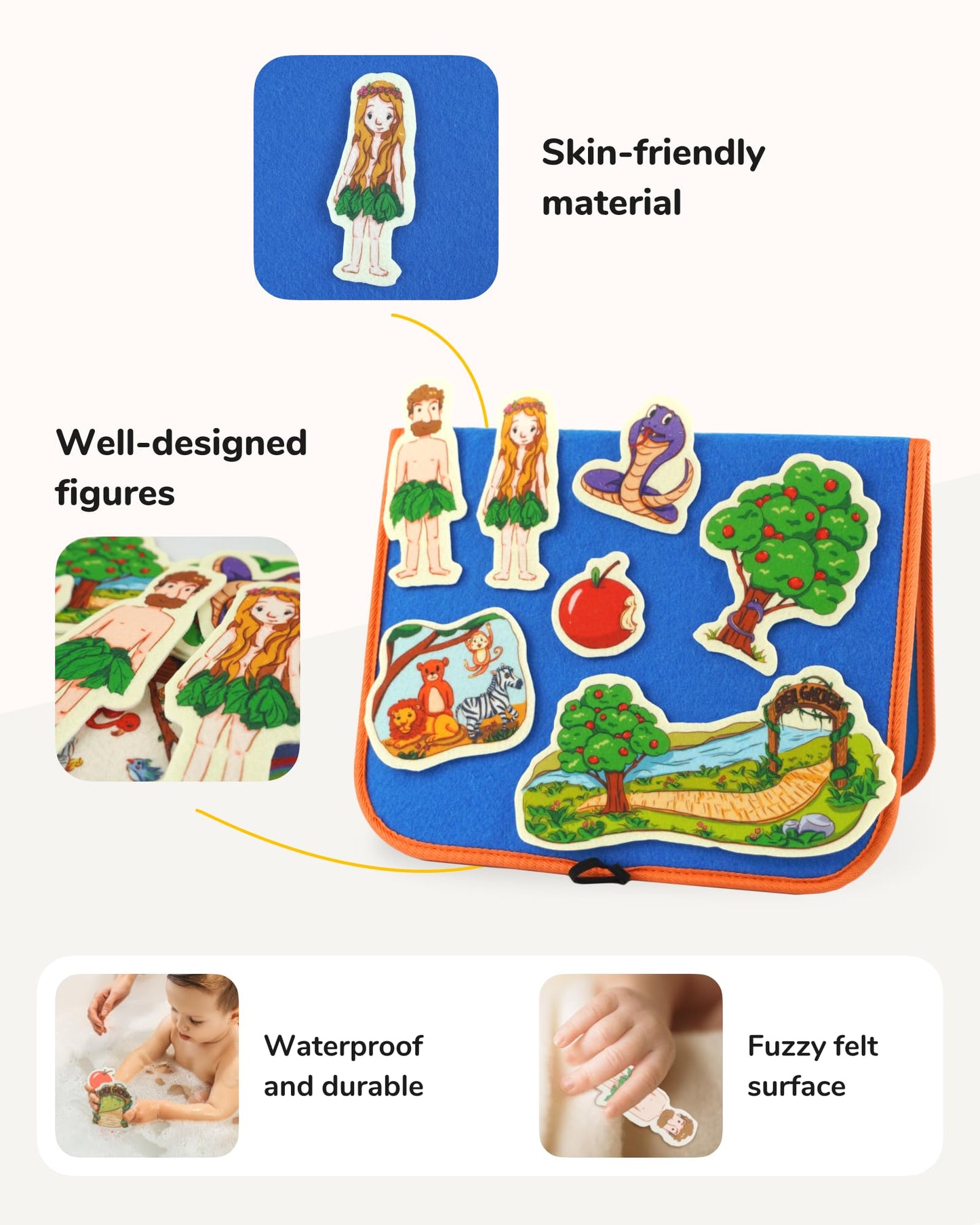 CHEFAN 12 Pack Felt Board Bible Stories Pieces，Flannel Board Stories for Preschool Activities Included a Felt Bag