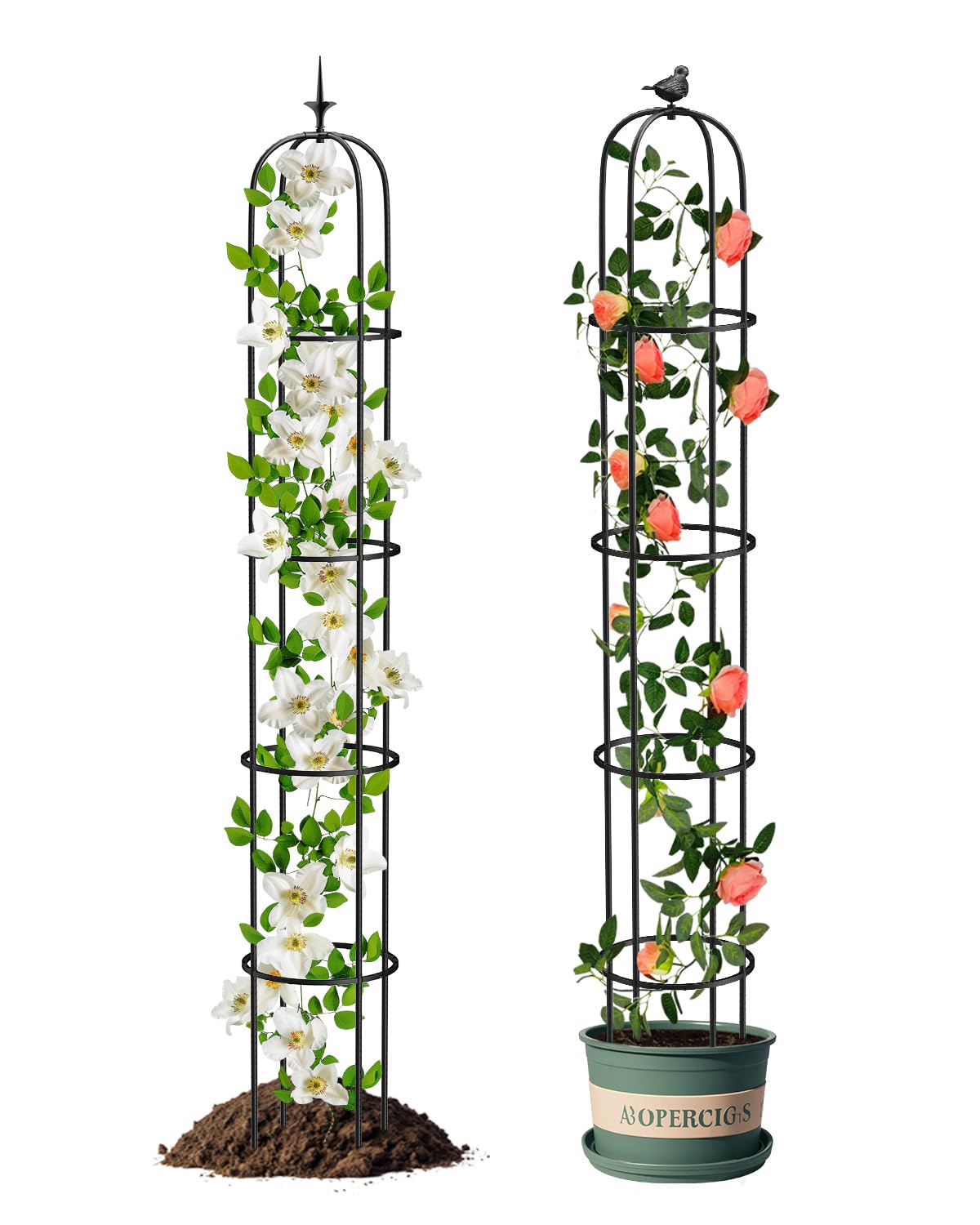 MYMULIKE 2 Pack 75" Garden Trellis for Climbing Plants Indoor/Outdoor, Plant Support for Vines, Tomatoes and Cucumbers, Trellis for Climbing Plants and Vegetables, Balcony/Patio/Courtyard Supplies