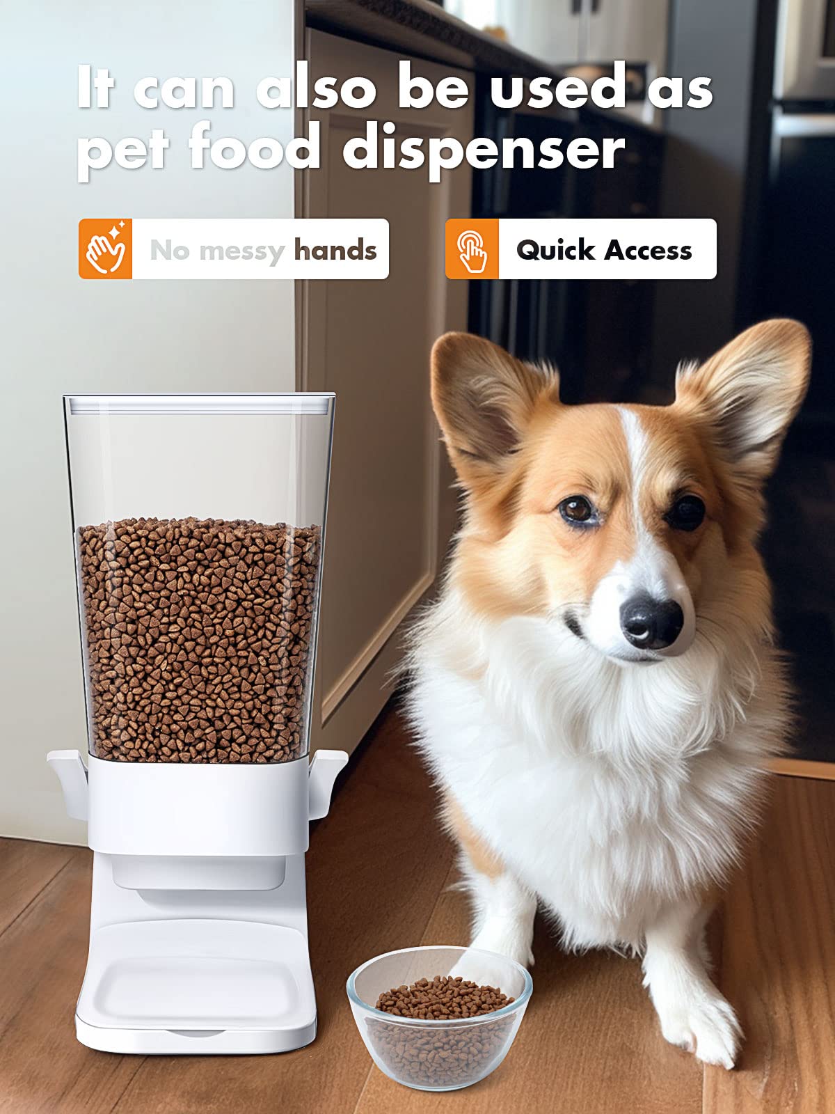Tokokimo Cereal Dispenser Countertop, Cereal Containers Storage Dispenser 5L, Not Easy to Crush Food Dry Food Dispenser for Rice, Grains, Nuts, Snack,Oatmeal, Pet food, White, 2Pc