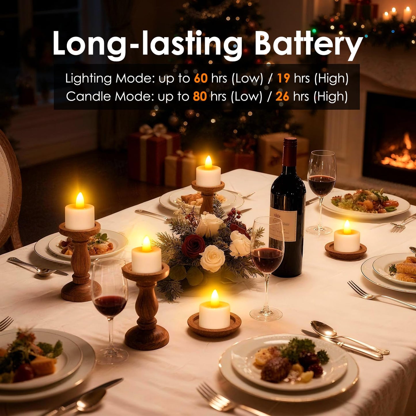 Ropelux 12 Rechargeable Tea Lights with Charging Base,Realistic Flickering Dimmable LED Candles with Remote Control Timer in Warm Yellow for Christmas,Weddings, Parties, Festivals (12 Pack)