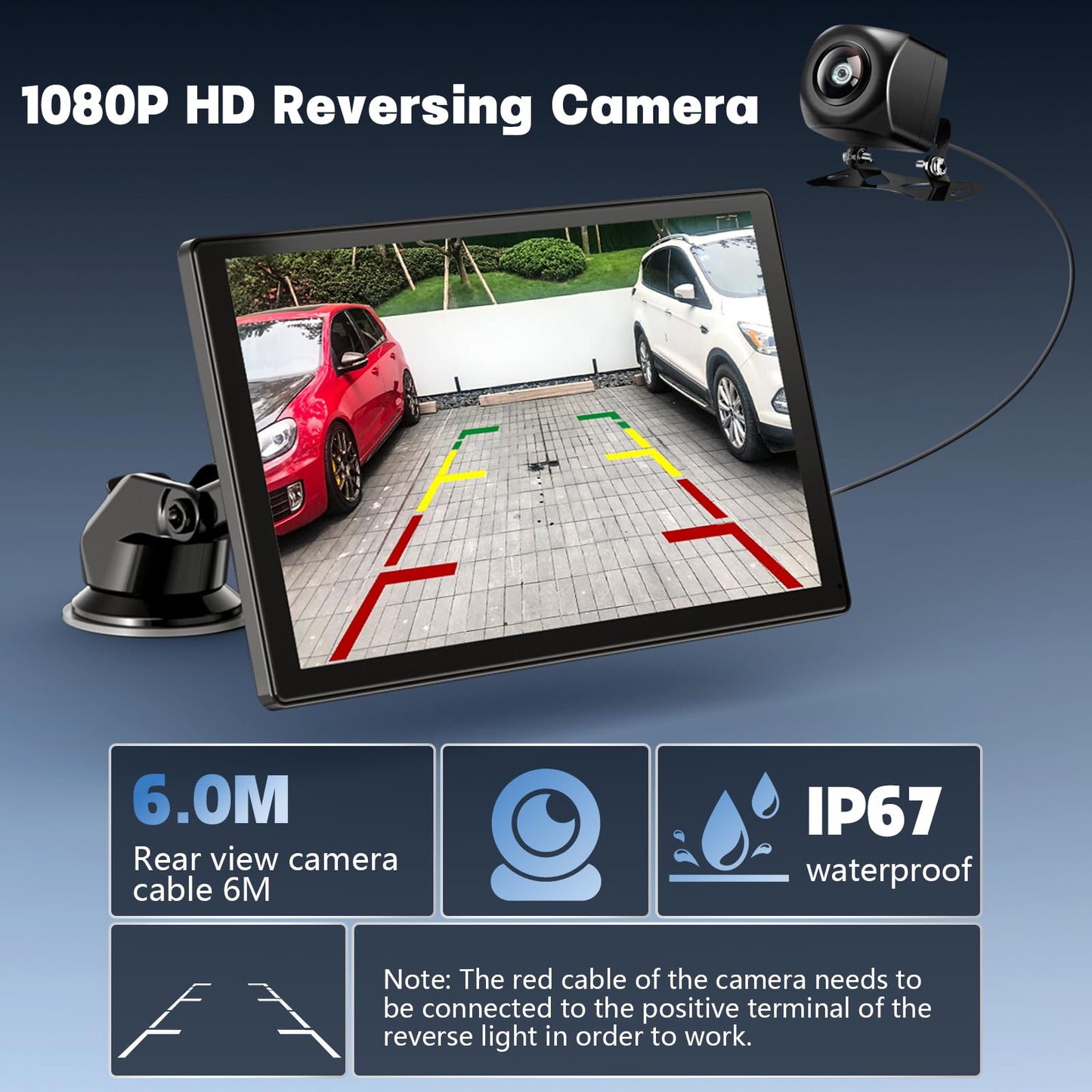 9'' Carplay Screen for Car, Wireless Carplay & Android Auto, Rotatable Car Play Screen with 1080P Backup Camera, Android Auto Screen with Mirror Link, Bluetooth, GPS Navigation, Voice Assistant