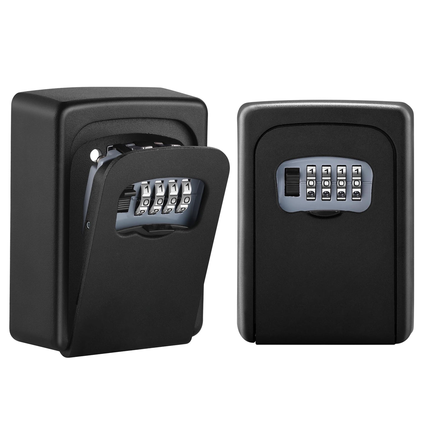 Key Lock Box,4 Digit Combination Weatherproof Lockbox for Outside House,5 Keys Large Capacity Lockbox,Key Safe Security Storage Lock Box with Resettable Code for Indoor Outdoor Garage(2 Pack, Black)