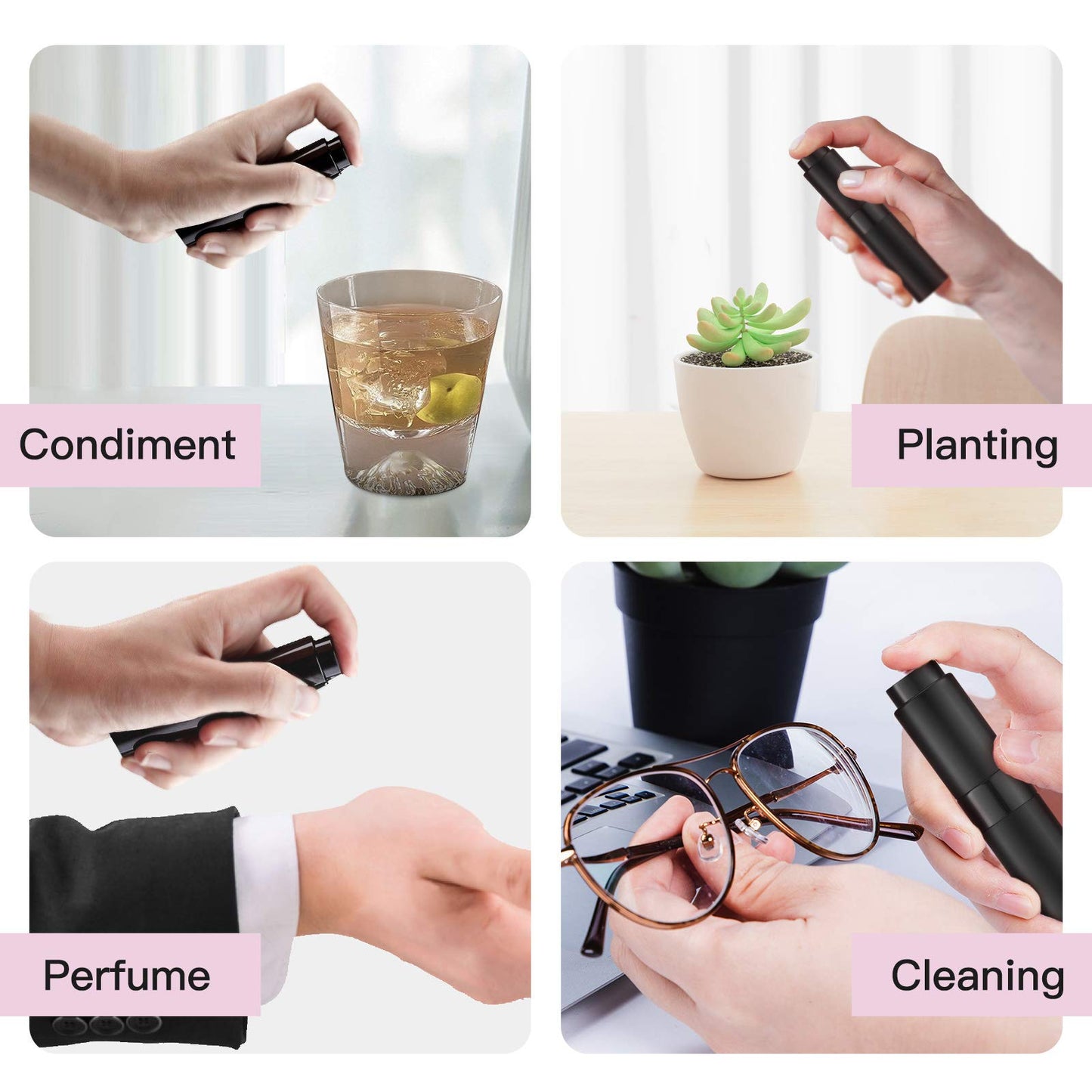Tekson 10PCS 8ML Perfume Atomizer Travel, Refillable Cologne Containers, Dispenser Spray Empty Bottle for Mini Sprayer Size (black)