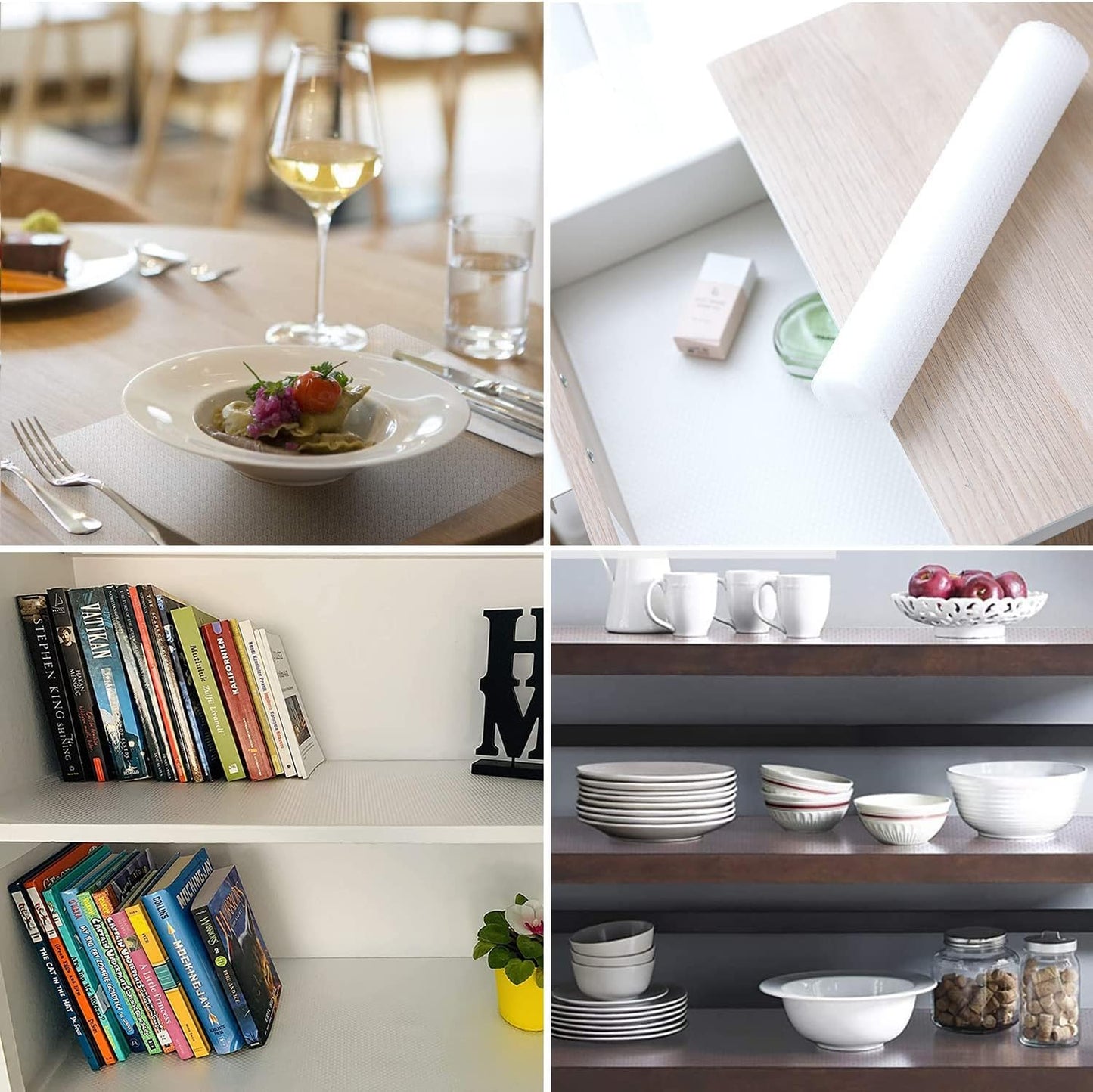 ninecessary Shelf Liner, Non Adhesive Drawer Liners 20 Inch x 20 Feet (20 x 240 Inch), Non Slip Cabinet Liners, Washable Cupboard Liner Mats for Kitchen Cabinet, Dresser, Shelves - Clear