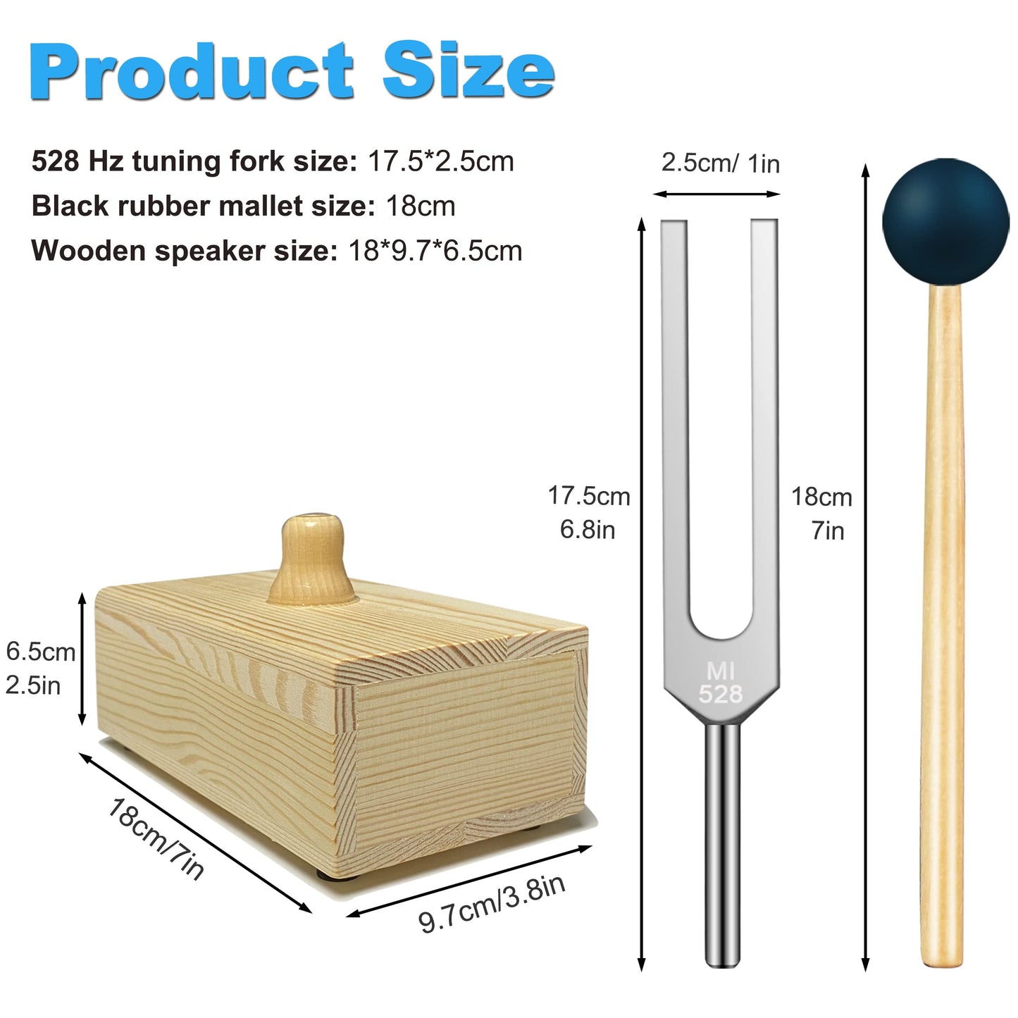 Lrowvenu 528 Hz Tuning Fork with Resonance Box, Aluminum Alloy, Wooden Speaker, Ideal for Sound Healing, SPA Aromatherapy, Tuning Fork Resonance Teaching, Hearing Tests, Meditation etc.