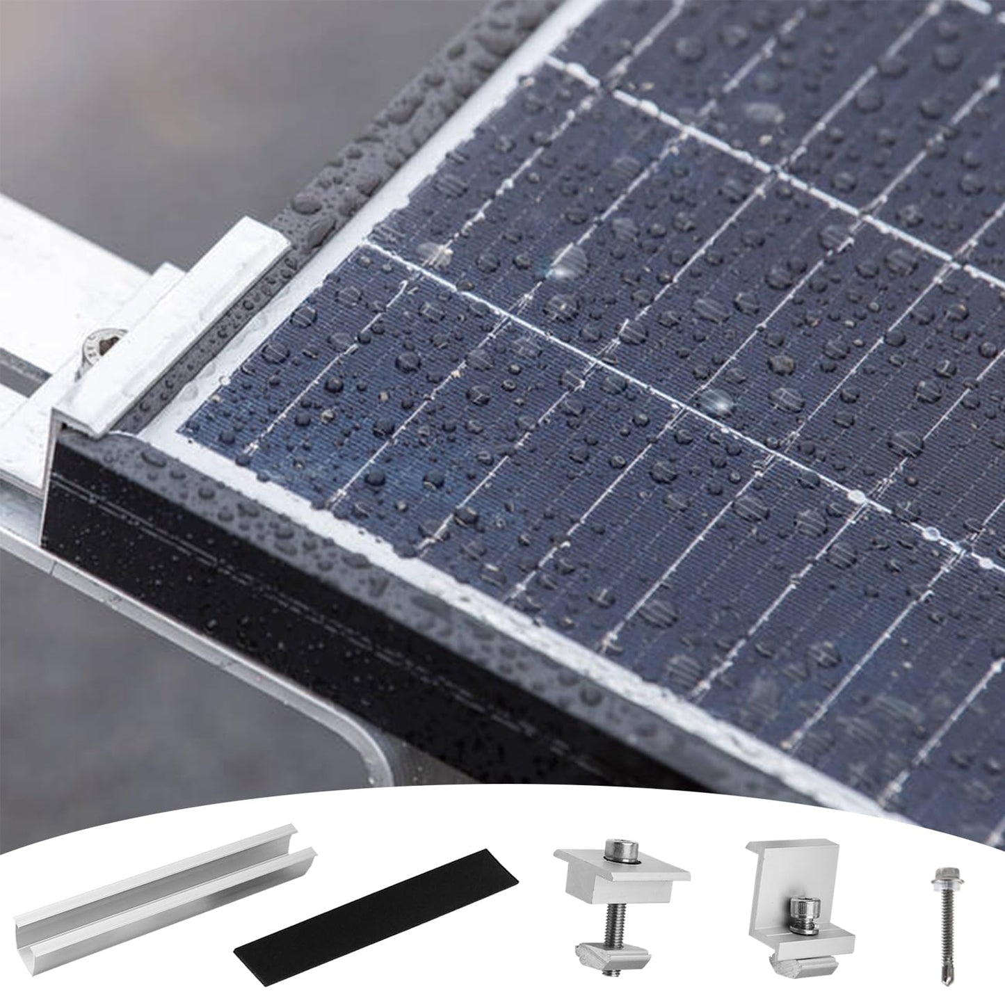 Solar Panel Bracket Kit, 12 Pcs Aluminium Mounting Rail 120mm, Solar Panel Mount 30mm/35mm, Z-Bracket Set, Center Clamps, Solar Mounting Rail Connector for Metal Roof, Tin Roof, Flat Roof, Sheet Roof