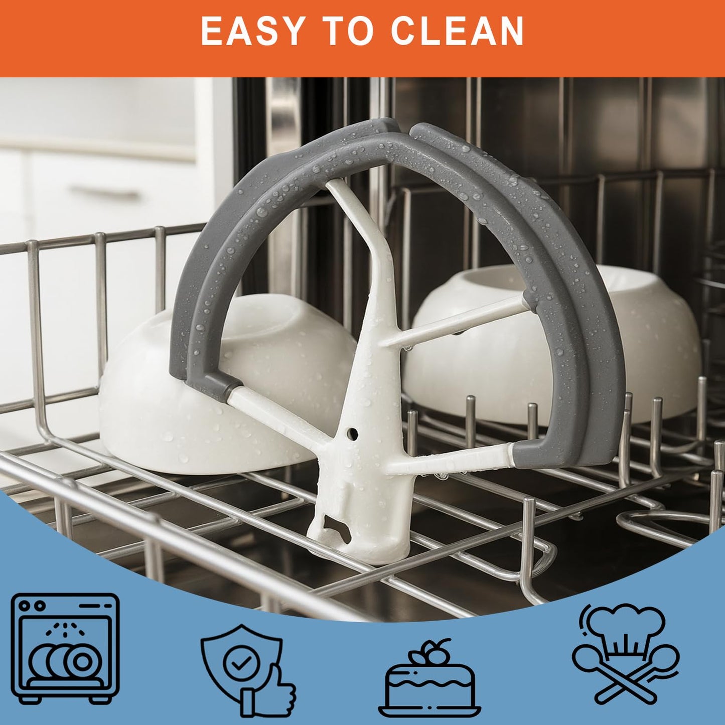 6Qt Flex Edge Beater Compatible with KitchenAid 6-Quart Bowl-Lift Stand Mixers,ONLY for Stainless Steel Bowl, Fits Professional 600, KP26M1X, KB26G1X. [Not for Glass Bowl & Tilt-Head