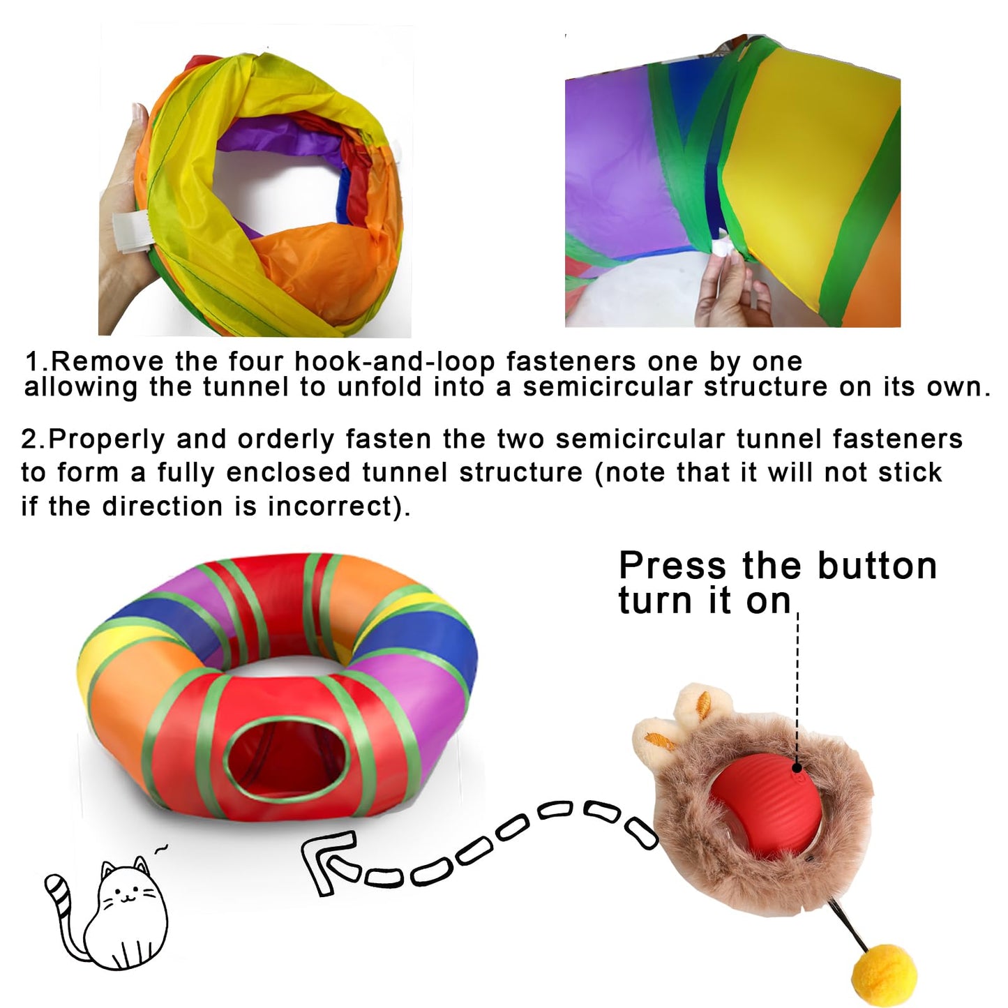 Interactive Cat Toy Automatic Hide and Seek Fast Rolling Ball in Cat Tunnel Cat Toy with Ultra-Long Runtime