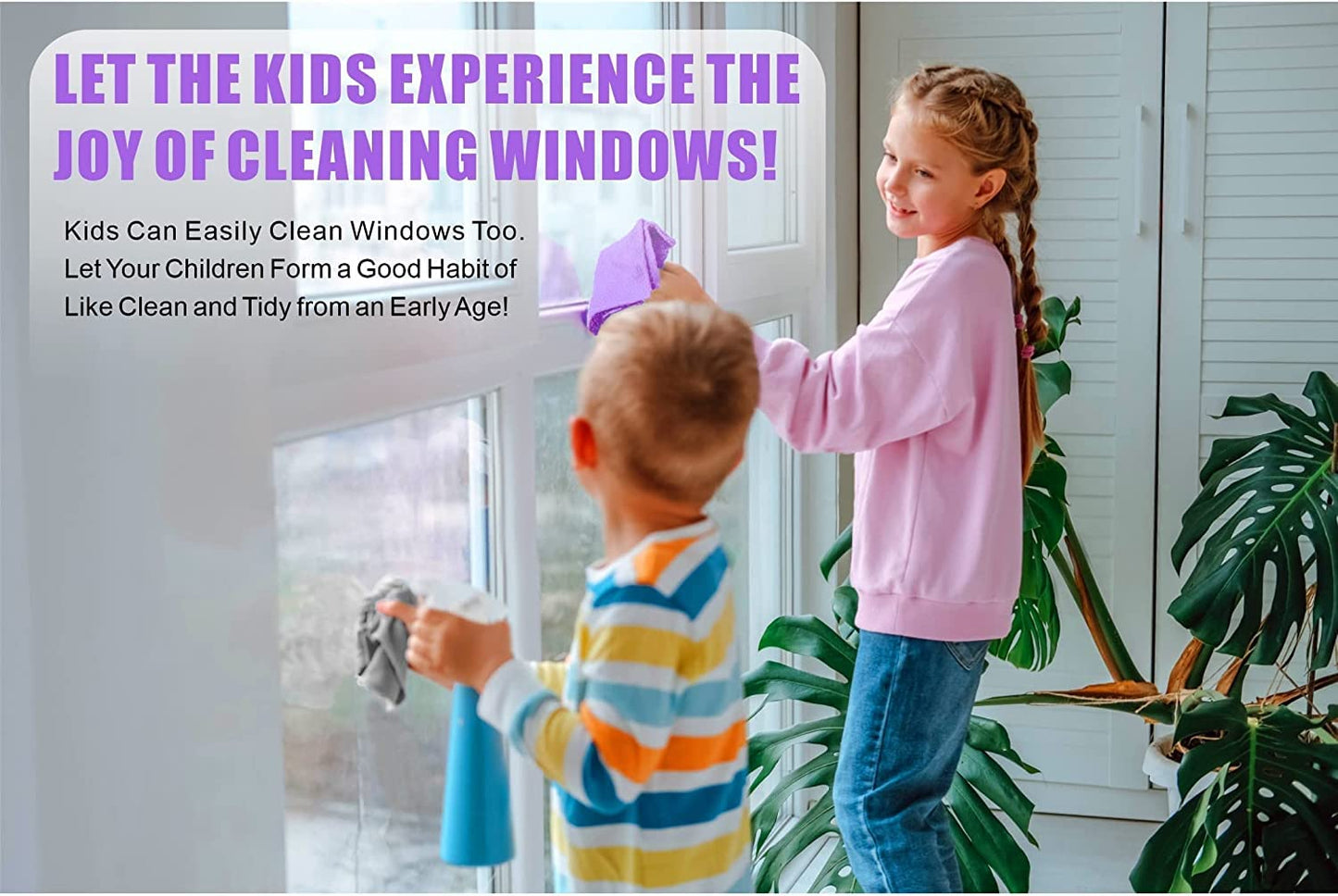 Korwex Window Cleaning Cloth, Glass Cleaning Cloth, Streaks & Scratches Free. (Purple Pack 2)