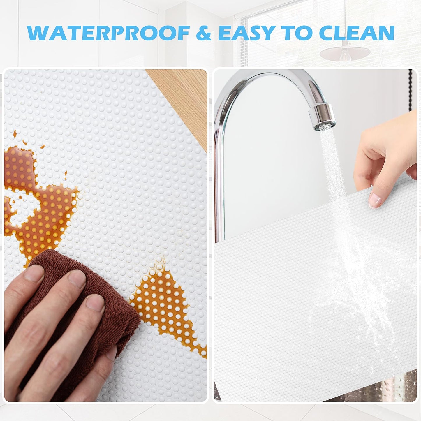 MooiFun Drawer Liners, Waterproof Shelf Liner, Anti-Slip Non-Adhesive BPA Free Kitchen Cupboard Cabinet Liner Refridge Fridge Mats Sink Protector Strong Durable for Home (White/23.6in x 20Ft)