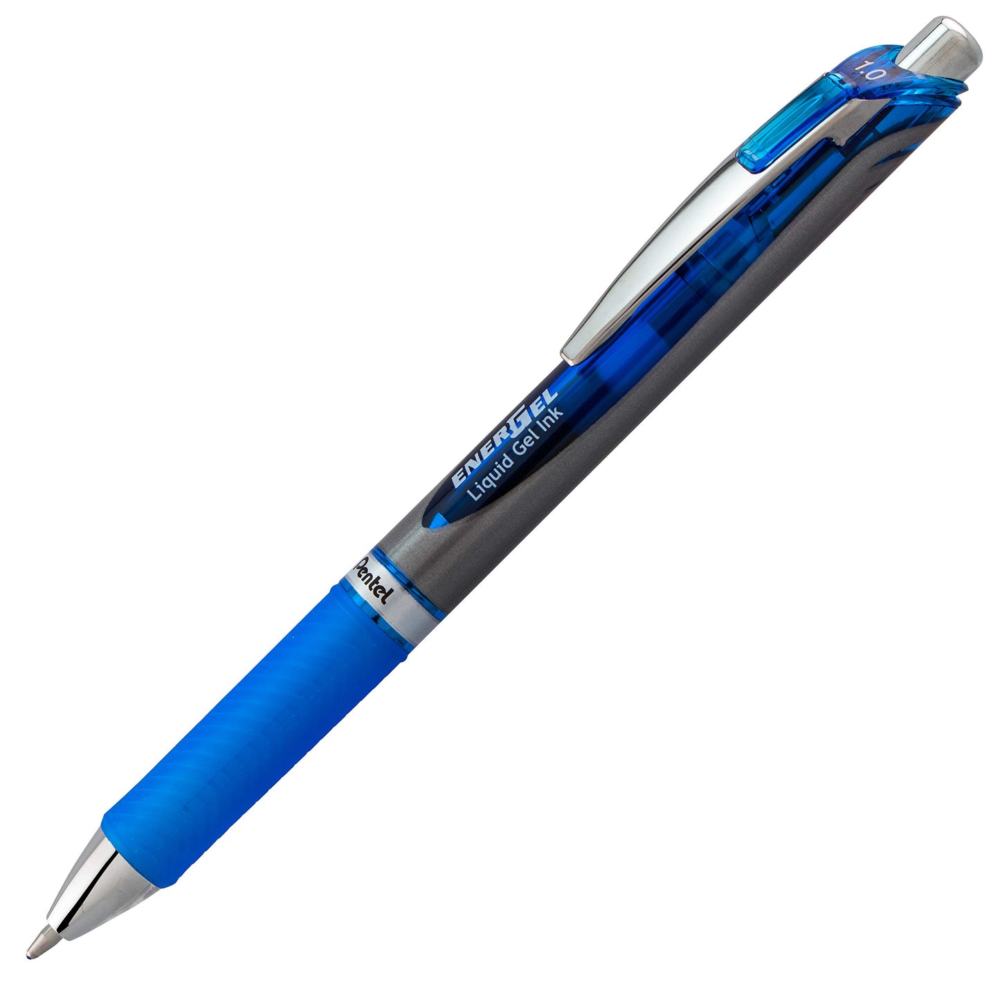 Pentel EnerGel Retractable Liquid Gel Rollerball Pen, Everyday Writing, Office Supplies, School Supplies, 1.0mm Bold Point, Blue Ink, BL80-C, Box of 12