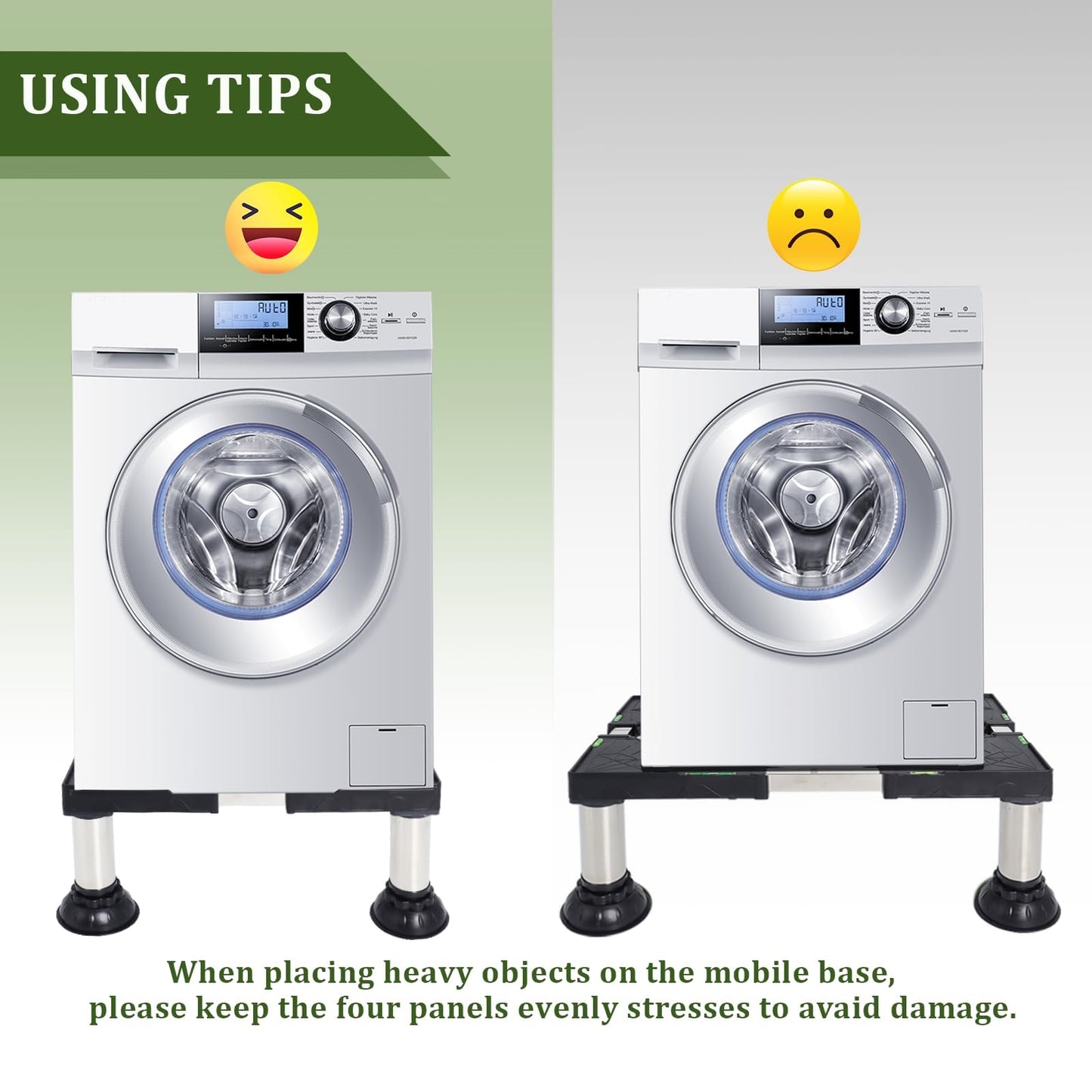 Wadoy Mini Fridge Stand, Height 7"-8.4" Adjustable Washer and Dryer Stand with 4 Strong Feet Heavy Duty Washing Machine Stand for Home Appliance