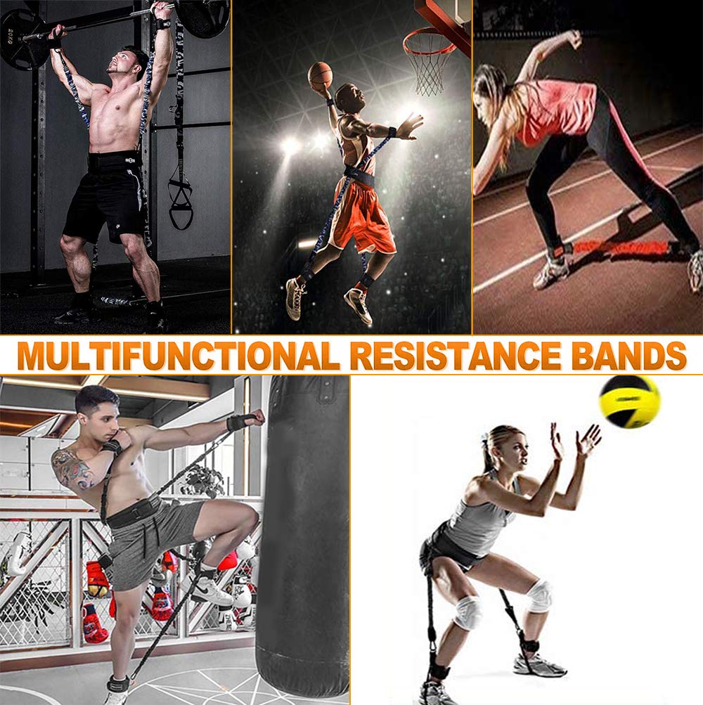 SFEEXUN Boxing Resistance Bands Set for Speed and Agility, Workout Band Ankle Exercise Bands Legs Ankle Straps for Resistance Training Enhance Explosive Power (Blue-150lbs)