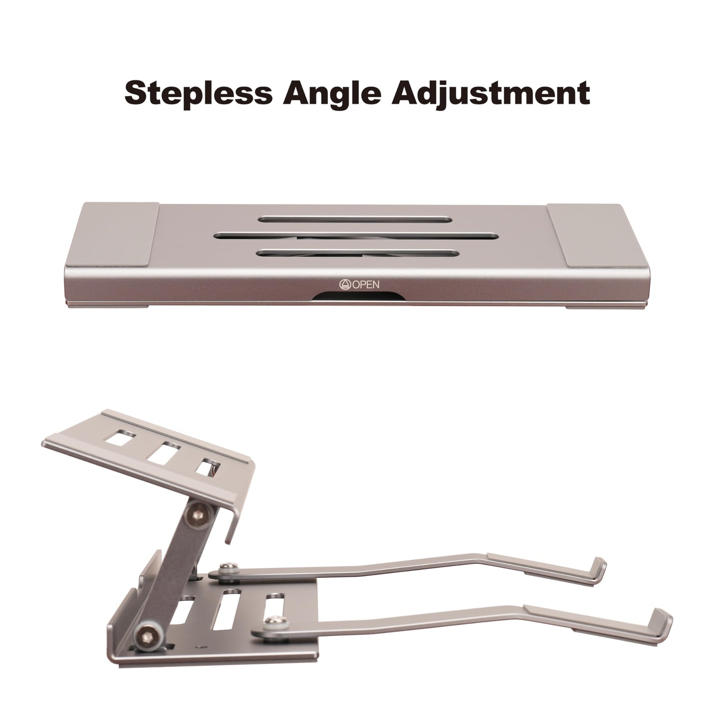Psitek Aluminum Fold & Laptop Riser Stand 3-in-1 Adjustable, Foldable Cooling Stand with Integrated Storage Box, Ruler and Ultra-Slim Portable Design for MacBook, Tablet, Ipad, Keyboard and All Laptop