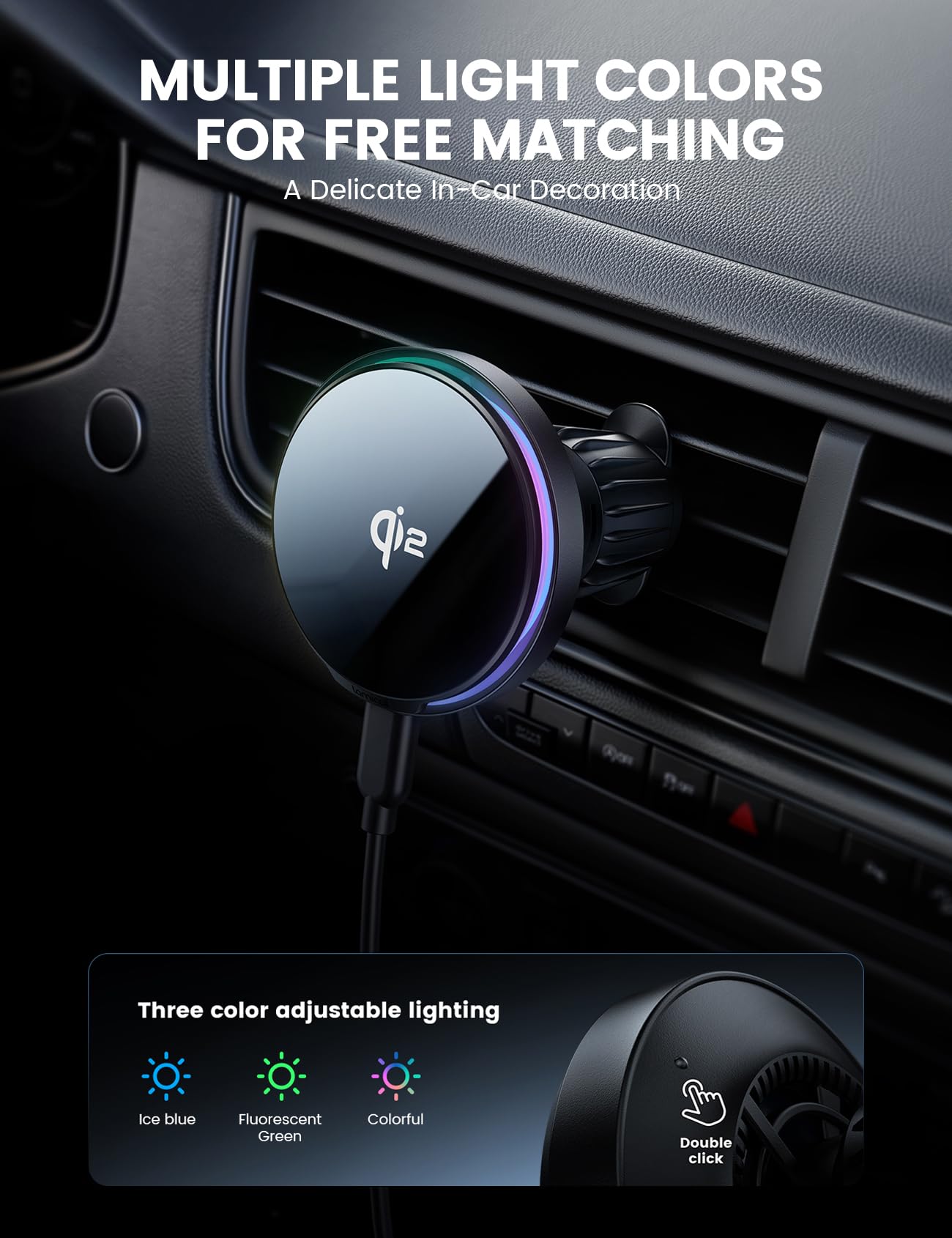 Lamicall for Magsafe Car Mount Charger - [Qi2 15W Fast Charging] 360° Adjustable Car Phone Holder, Vent Dashboard Magnetic Wireless Car Charger for iPhone 17/16/15/14/13/12 Samsung S25/24, Mom Gift