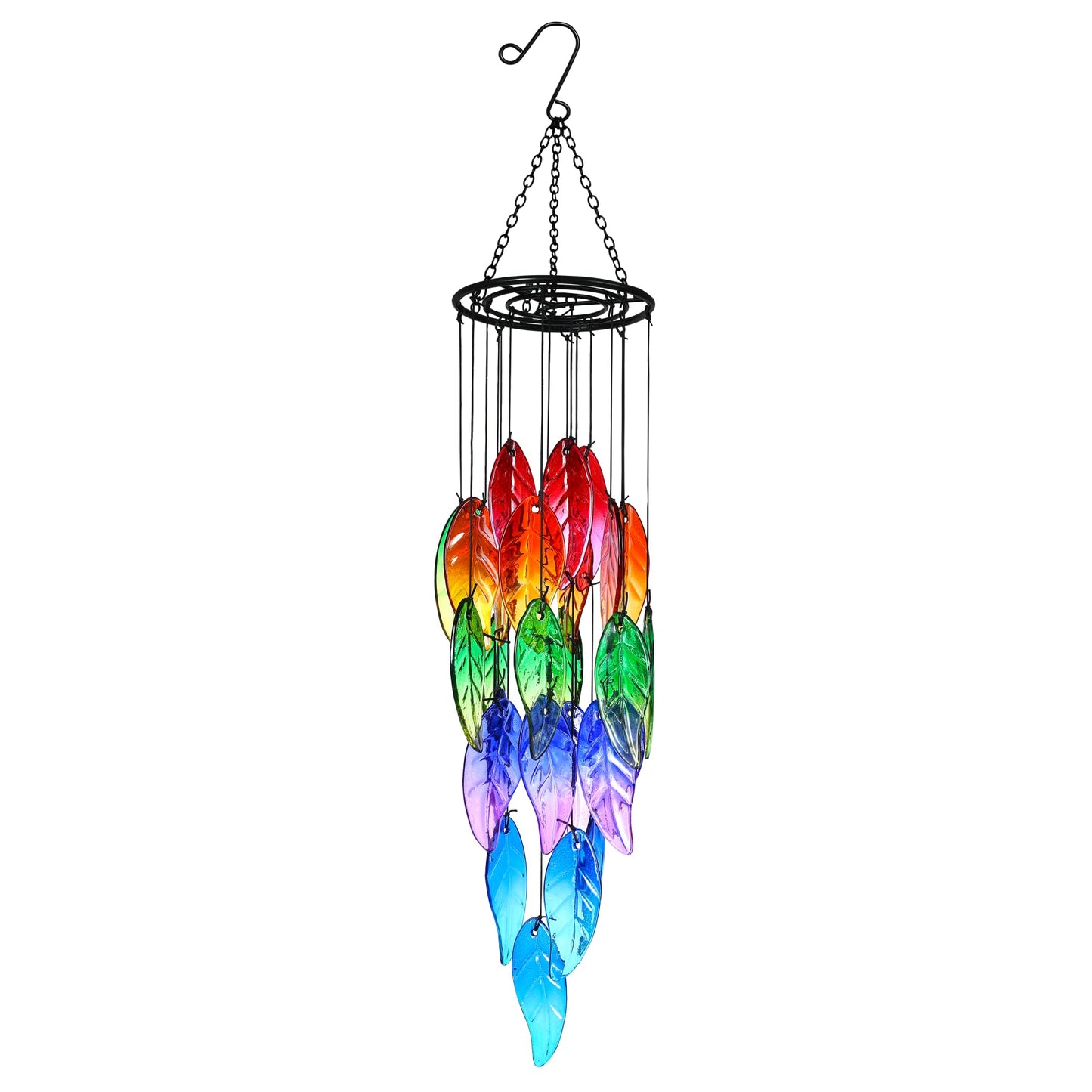 Small Sea Glass Wind Chimes for Outside, Fall Leaves Windchimes Outdoors Unique, Sea Glass Art Wind Chimes Outdoor Gifts for Women, Hanging Outdoor Garden Decor
