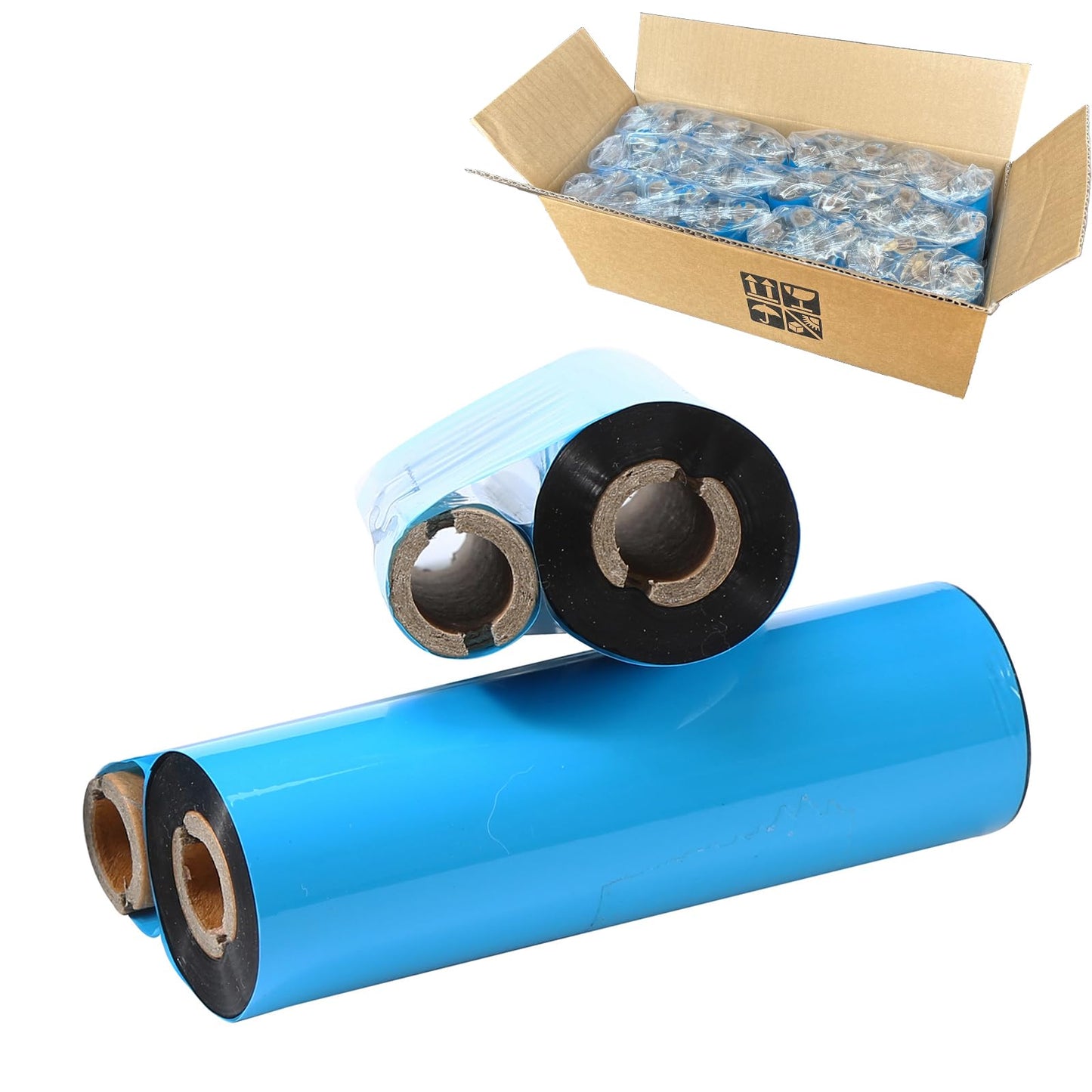 24 Rolls 4.33'' x 244' Premium Resin Enhanced Wax Ribbon, 110mm x 74m Black Thermal Transfer Ribbon, Desktop Barcode Thermal Label Printer Ribbons, 1/2'' Core, for Zebra GC, GK, GX, ZD & Eltron