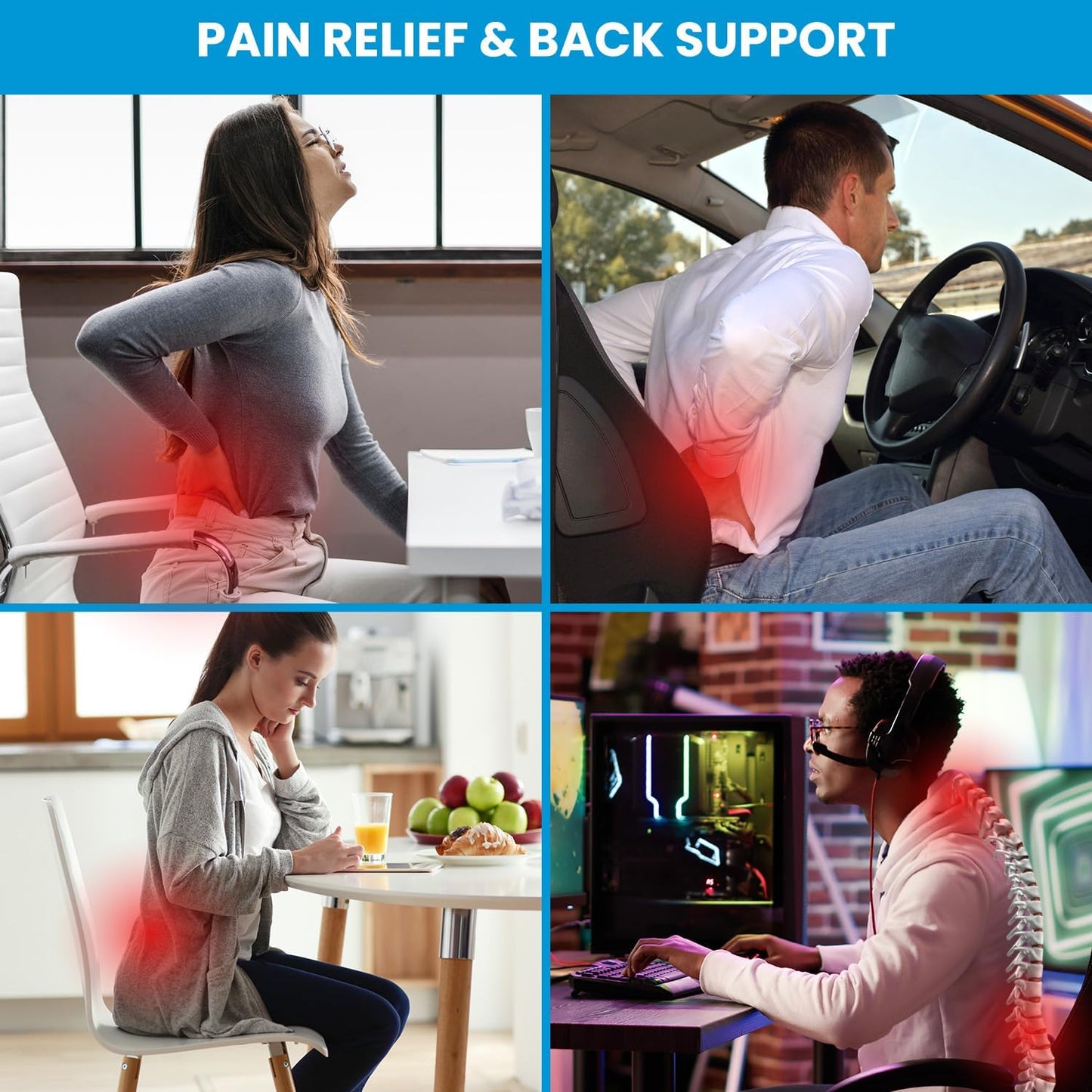 NXTMART Support Pillow for Office Chair,Office Home, College Dorm Room Essentials,Back Support Pillow for Car, Chair Cushions,Back Pain Relief Improve Posture,Mesh Cover Double Adjustable Straps