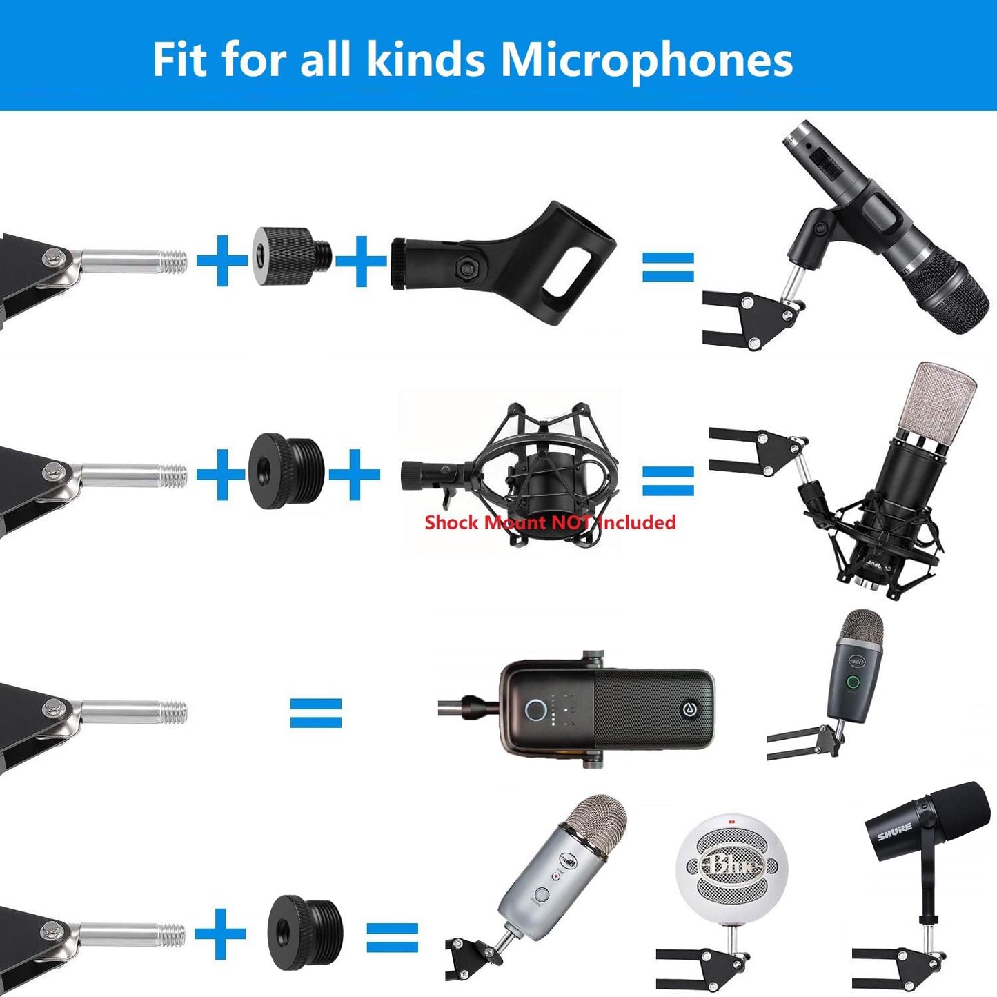 Upgrade Mic Wall Mount,Microphone Boom Arm Wall Stand Holder for Logitech Blue Yeti,Razer,HyperX,Shure,Rode Mic Broadcasting, Voice-Over Sound,Streaming and Recording-booth