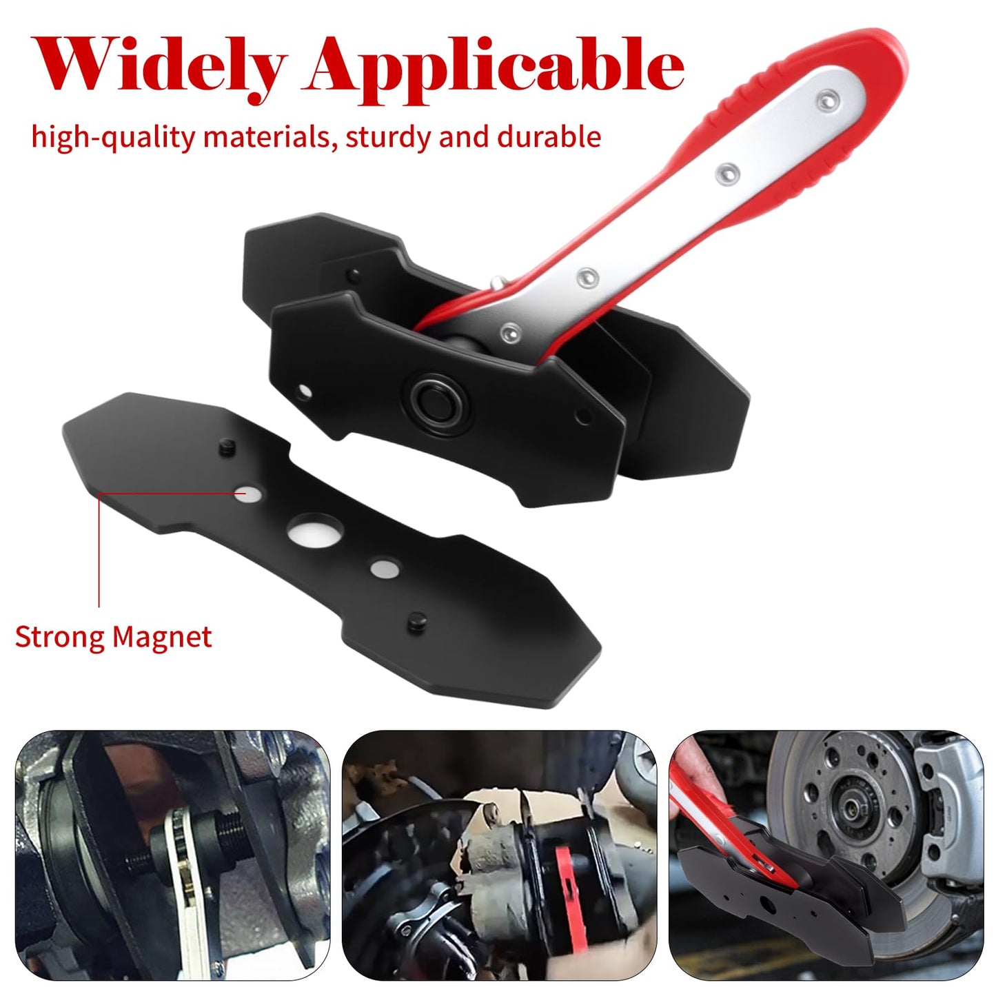 Brake Caliper Press Tool Kit, Ratcheting Piston Spreader with 2 Steel Plates, Practical Caliper Piston Compressor Tool for Repairing Disc Brakes Includes Hangers/Measuring Tools