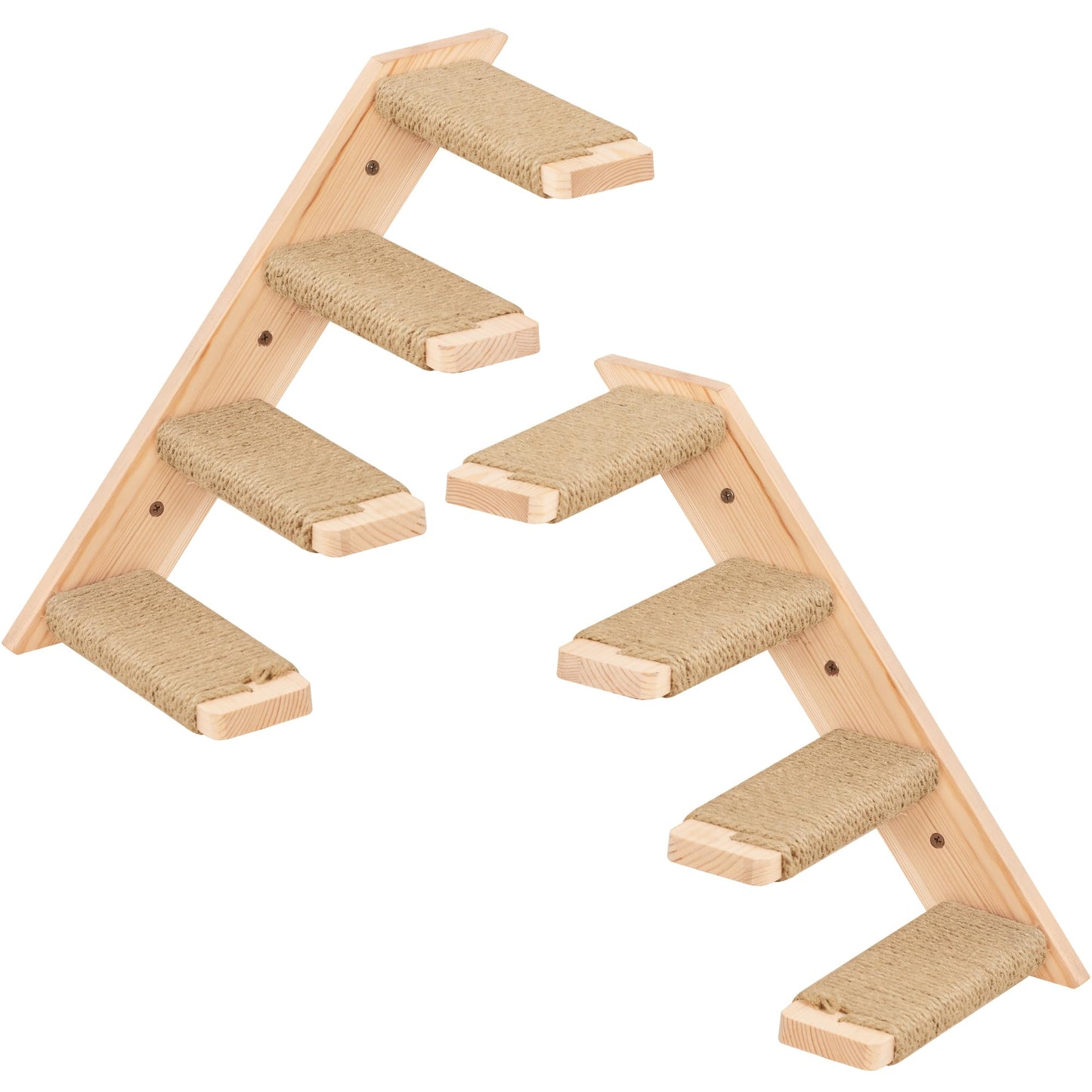 PELUOMOZ Cat Wall Shelves 2PCS Four Steps Reversible Left & Right Direction, Cat Shelf Stairway for Wall with Jute Scratching Ladder Cat Furniture for Perch Sleeping