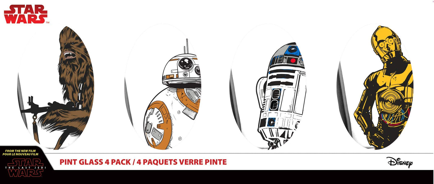 Star Wars Classic Pint Glass Set (Chewbacca, BB-8, R2-D2, C3-P0)